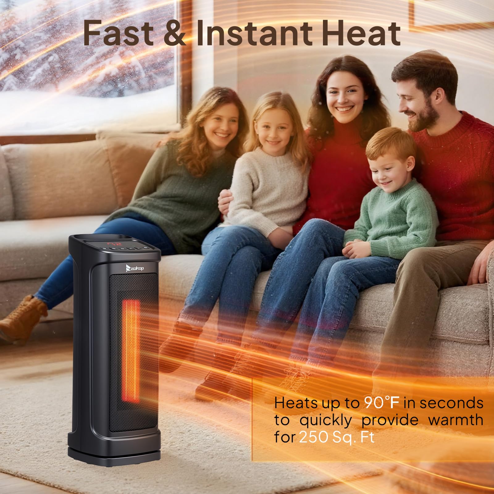 ROVSUN 17" High 1,500W 120V Electric Tower Heater