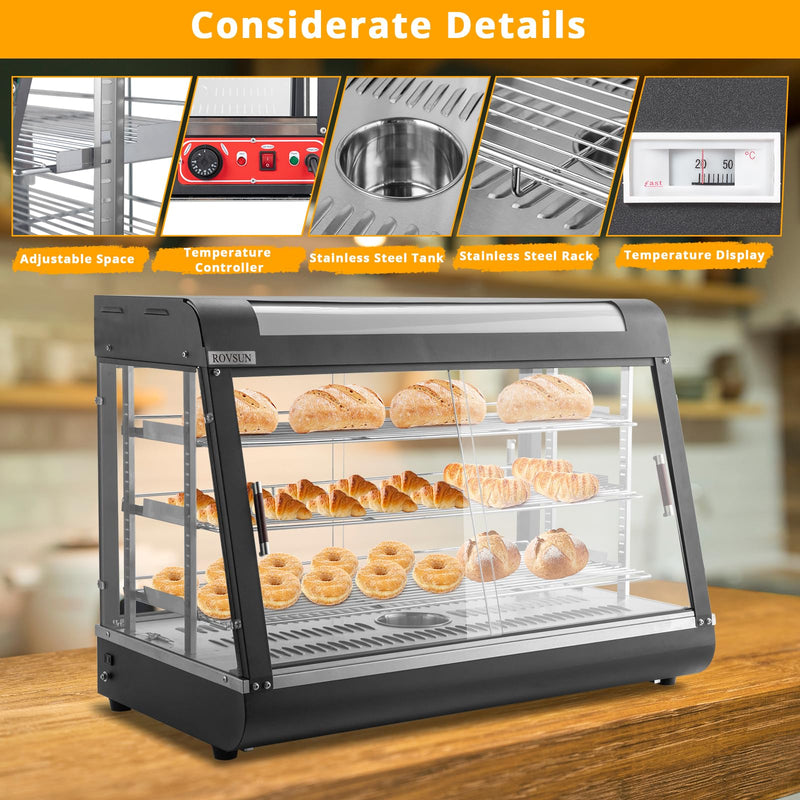 ROVSUN 3-Tier 35Inch 1500W 110V Commercial Food Warmer Display Countertop with LED Lighting