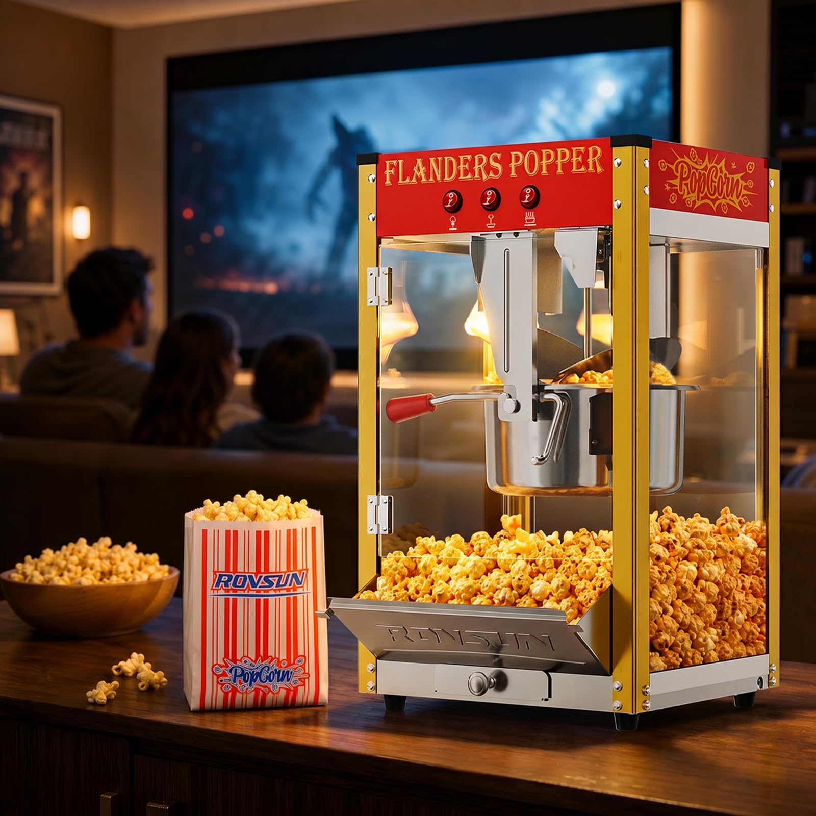 ROVSUN Commercial Red Popcorn Machine with 10 Oz Kettle