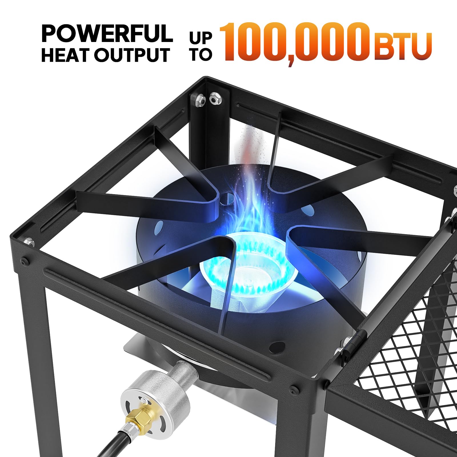ROVSUN Single Burner 100,000 BTU Outdoor Gas Propane Stove with Foldable Side Shelf