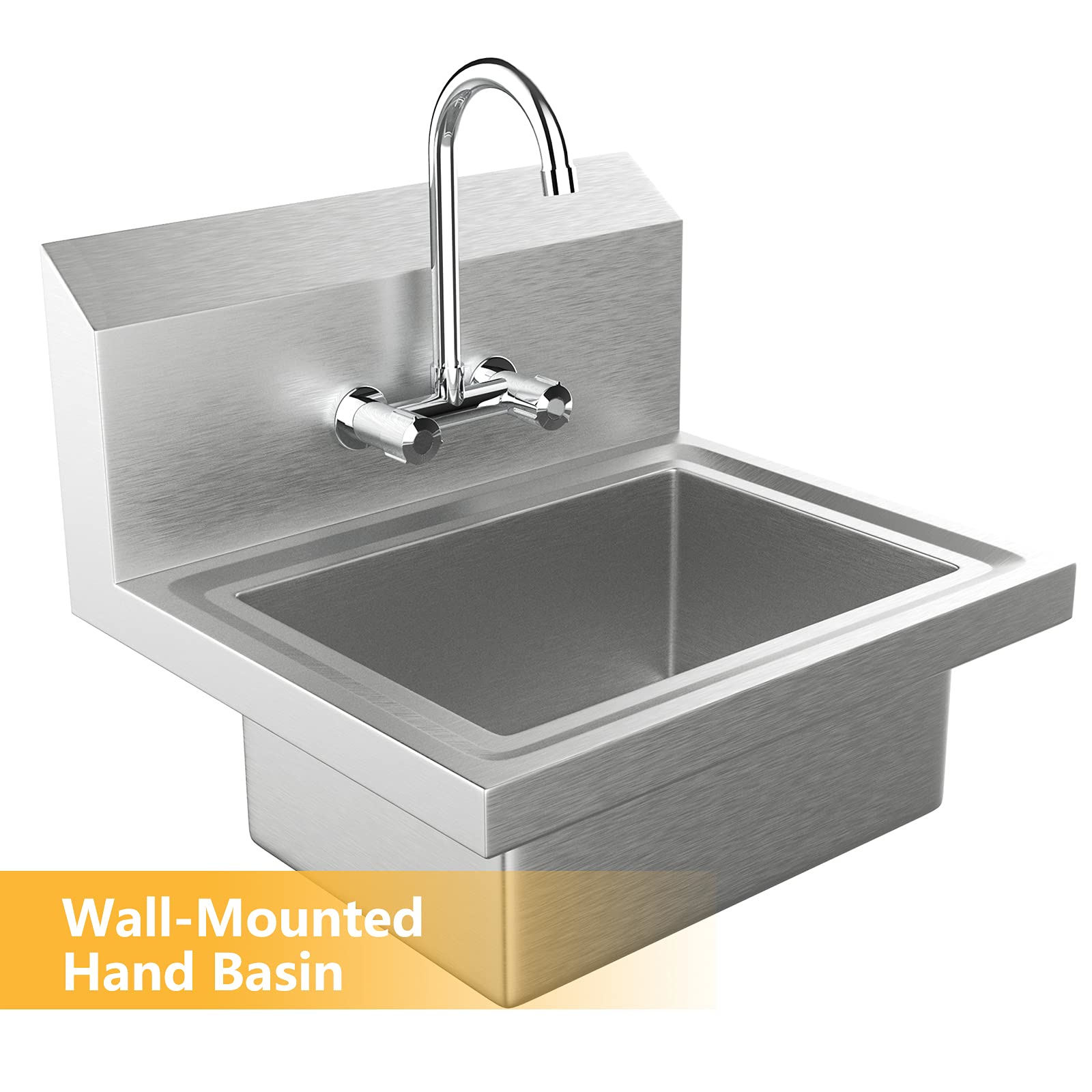 ROVSUN 17" x 15" Wall Mount Stainless Steel Hand Wash Sink