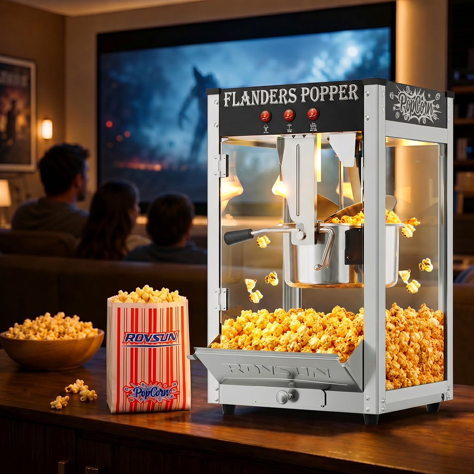 ROVSUN Commercial Black Popcorn Machine with 10 Oz Kettle
