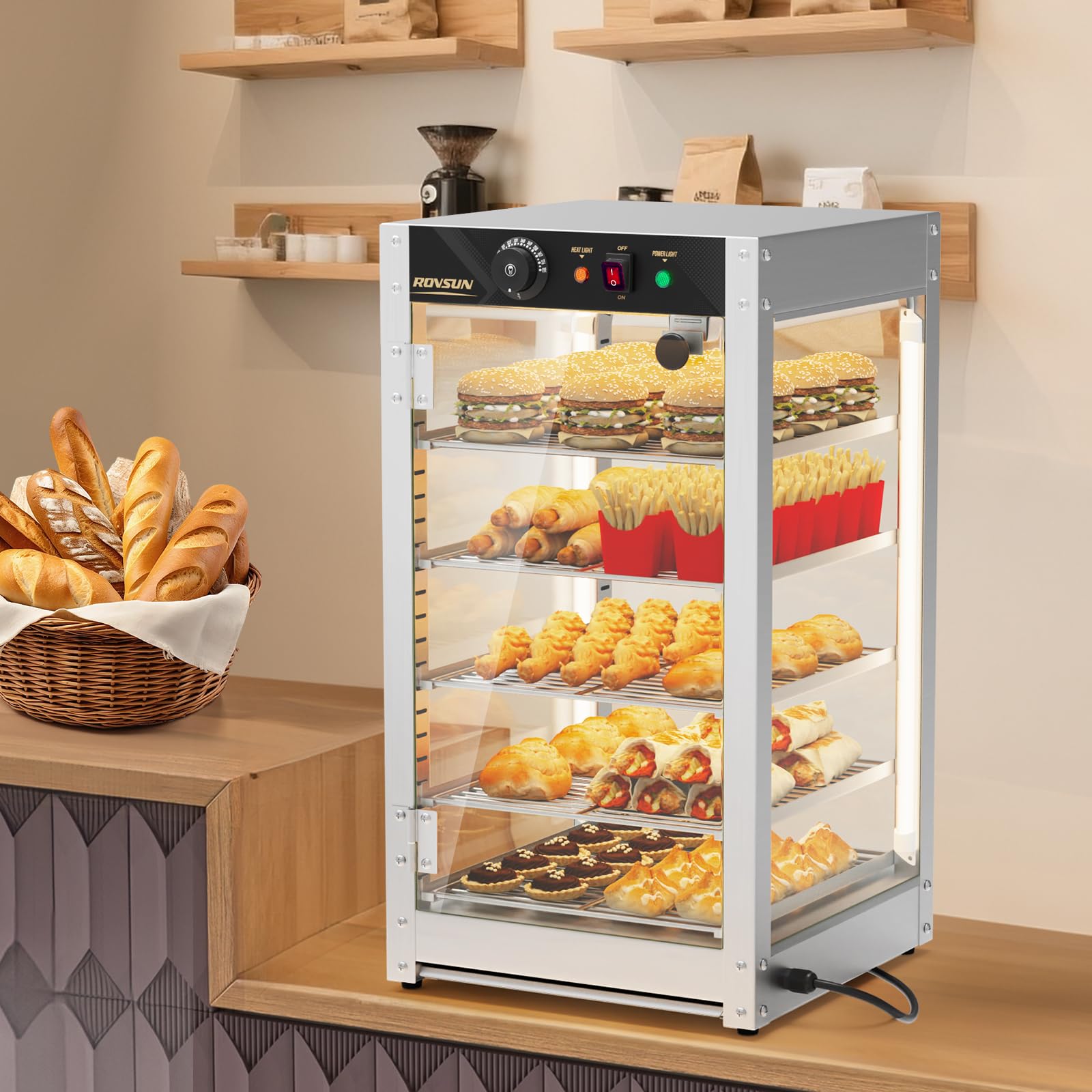 ROVSUN 5-Tier 15" 800W 110V Food Warmer Cabinet for Pizza, Pretzel