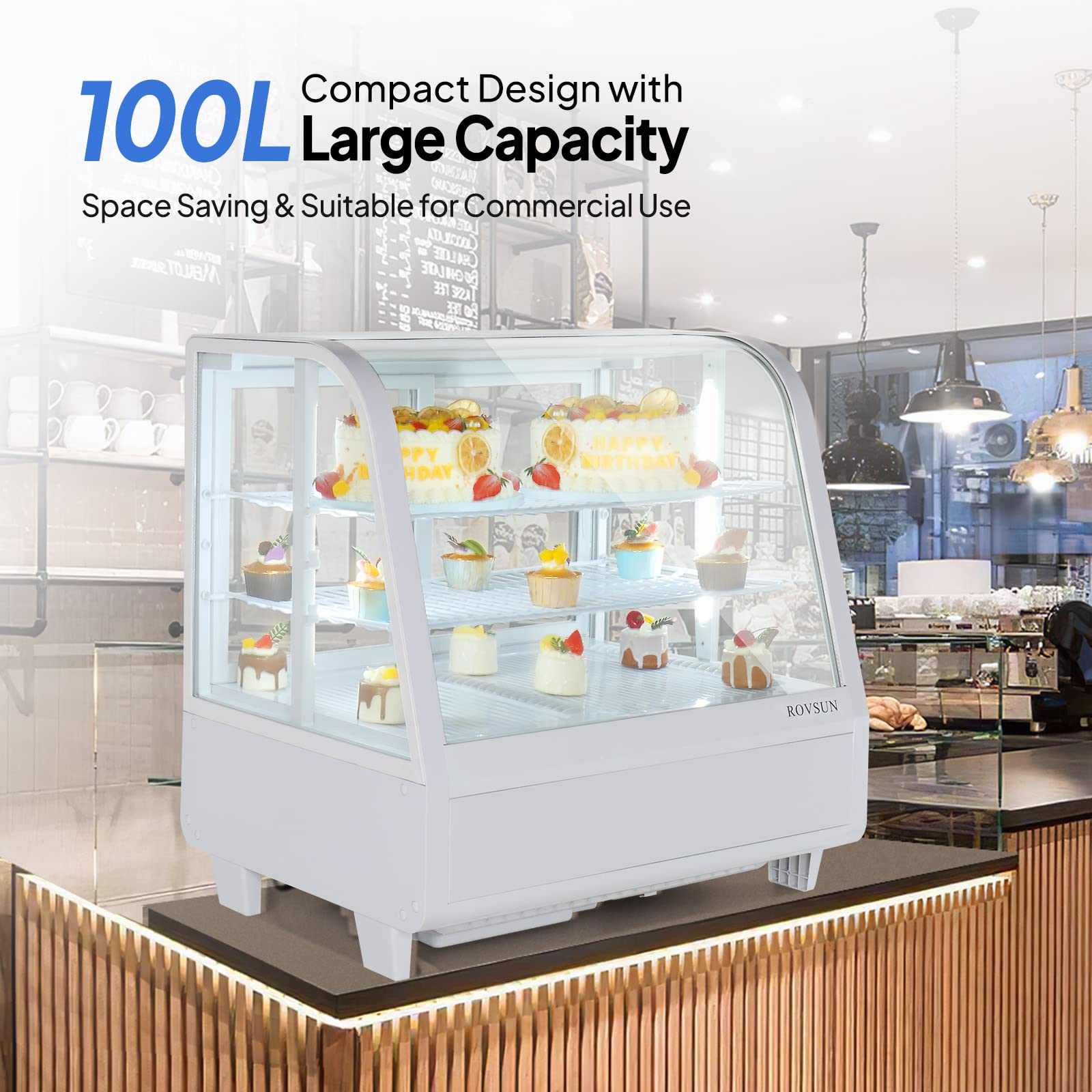 ROVSUN 27" 3.5 Cu.Ft. 170W 110V White Refrigerated Bakery Display Case