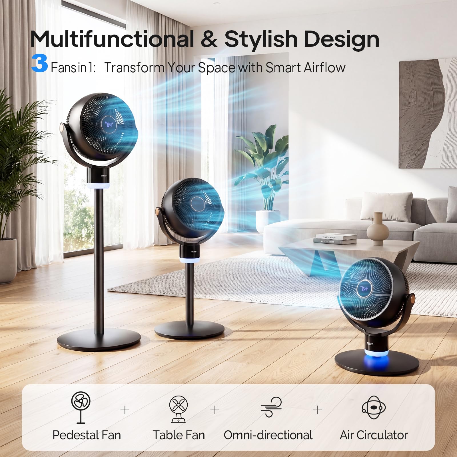 ROVSUN 40" 40W 110V Industrial Pedestal Fan Black