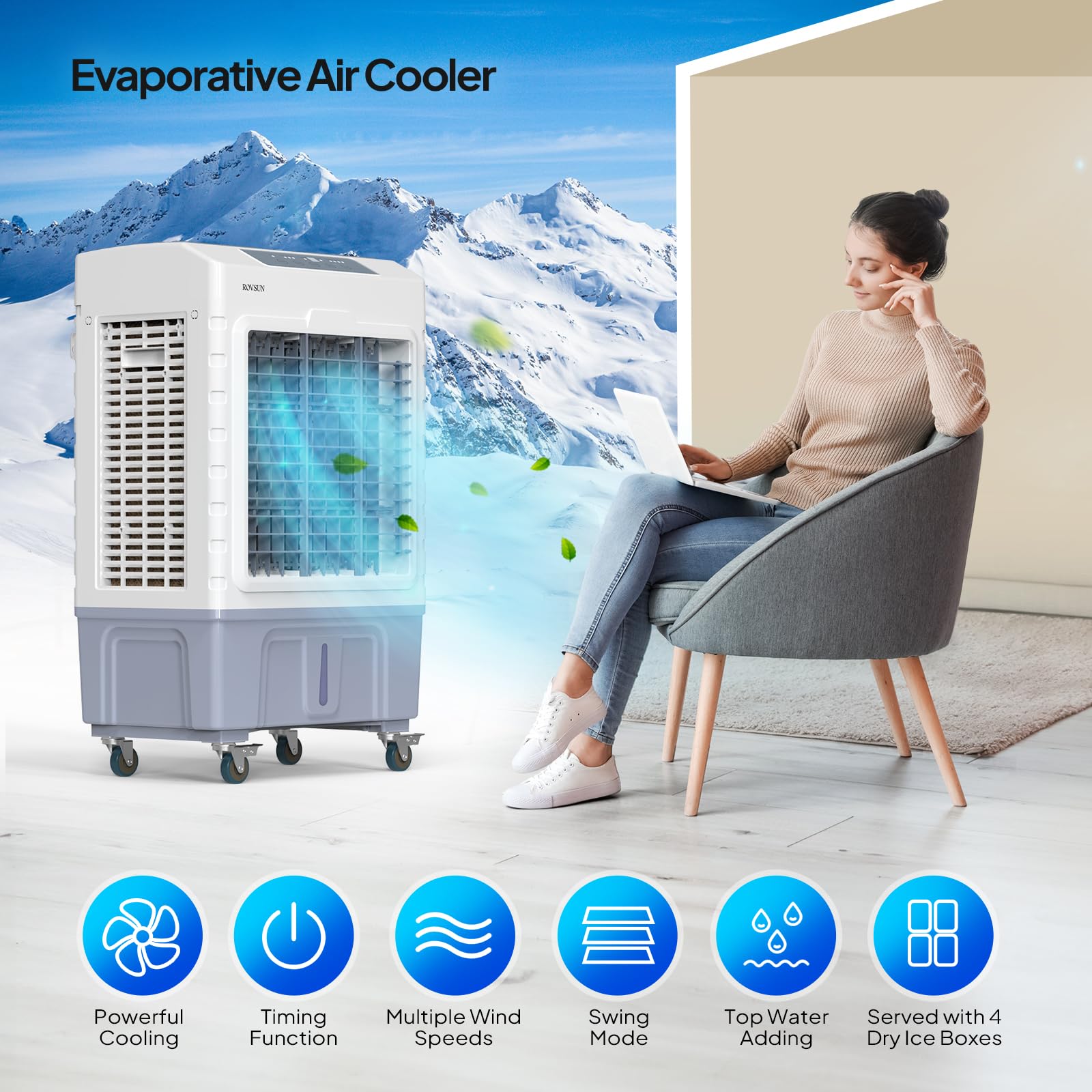 ROVSUN 10.5 Gal Portable Evaporative Air Cooler with Remote Control
