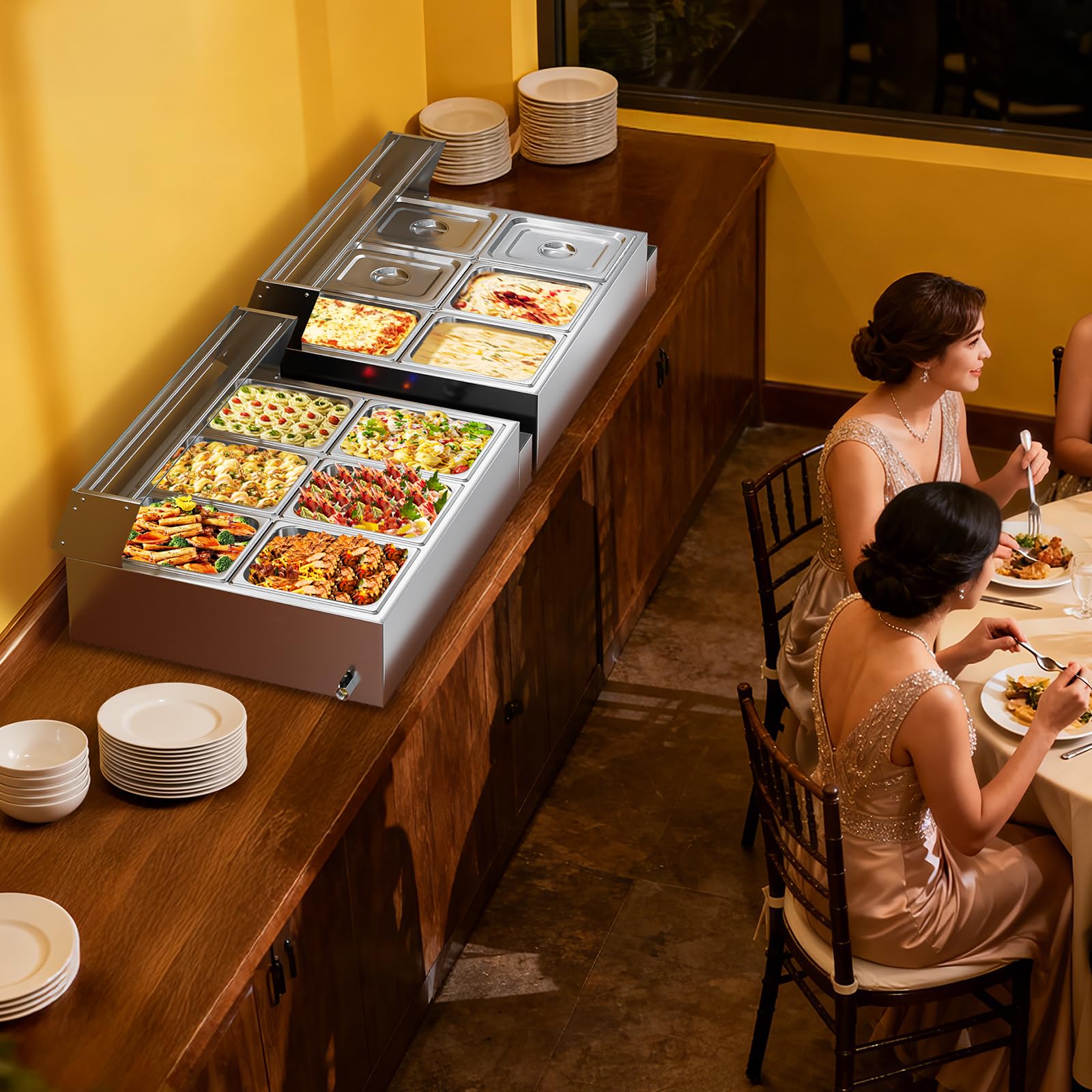 ROVSUN 72 QT 6-Pan Electric Steam Table Countertop