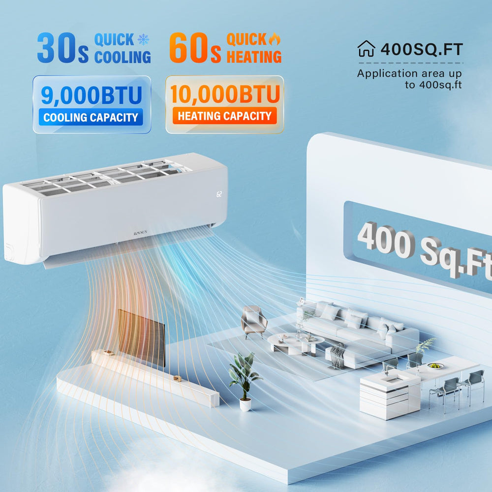 ROVSUN 9,000 BTU Mini Split Air Conditioner with Heat Pump 115V - Wifi