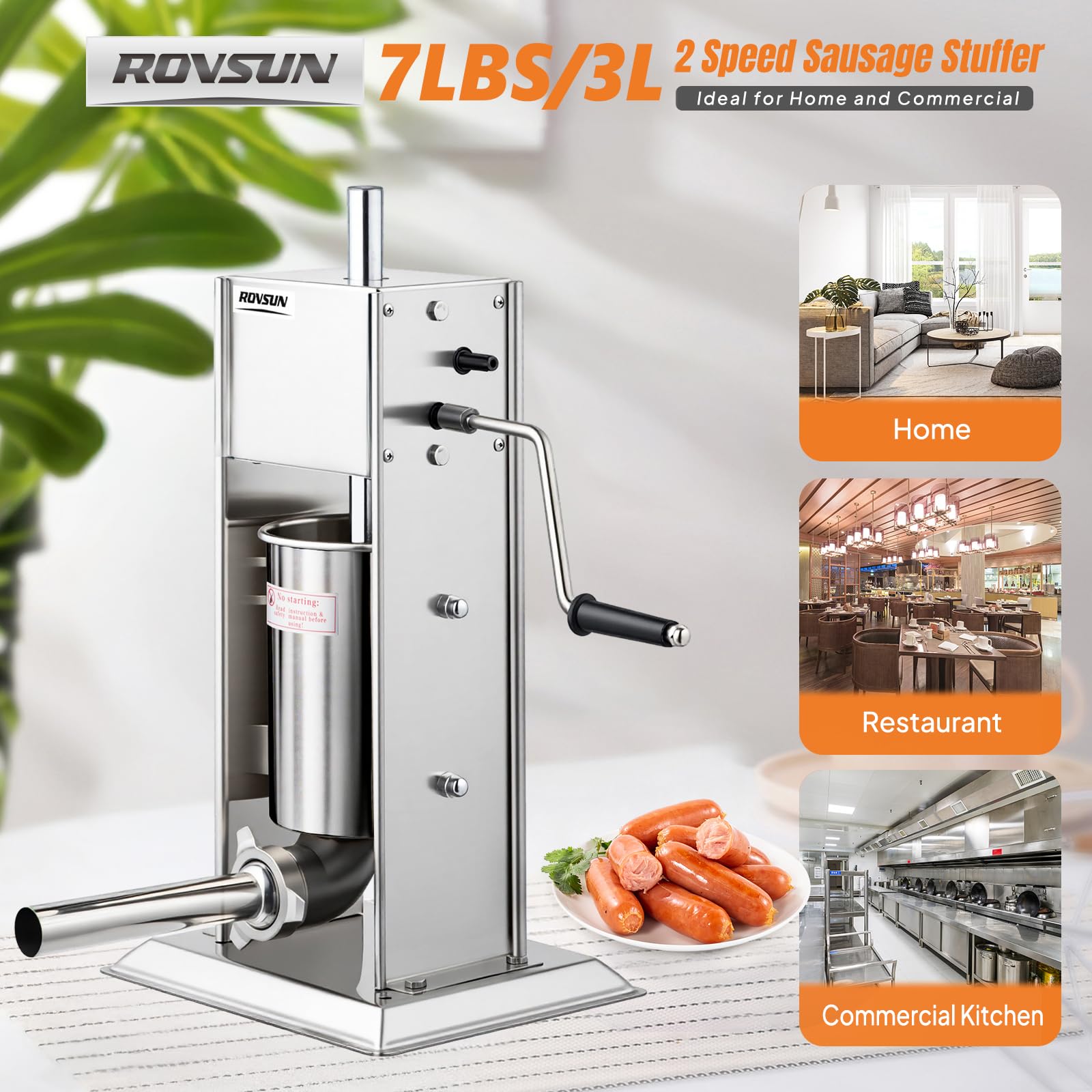 ROVSUN 7 lb. Manual Sausage Stuffer with 5 Stuffing Tubes