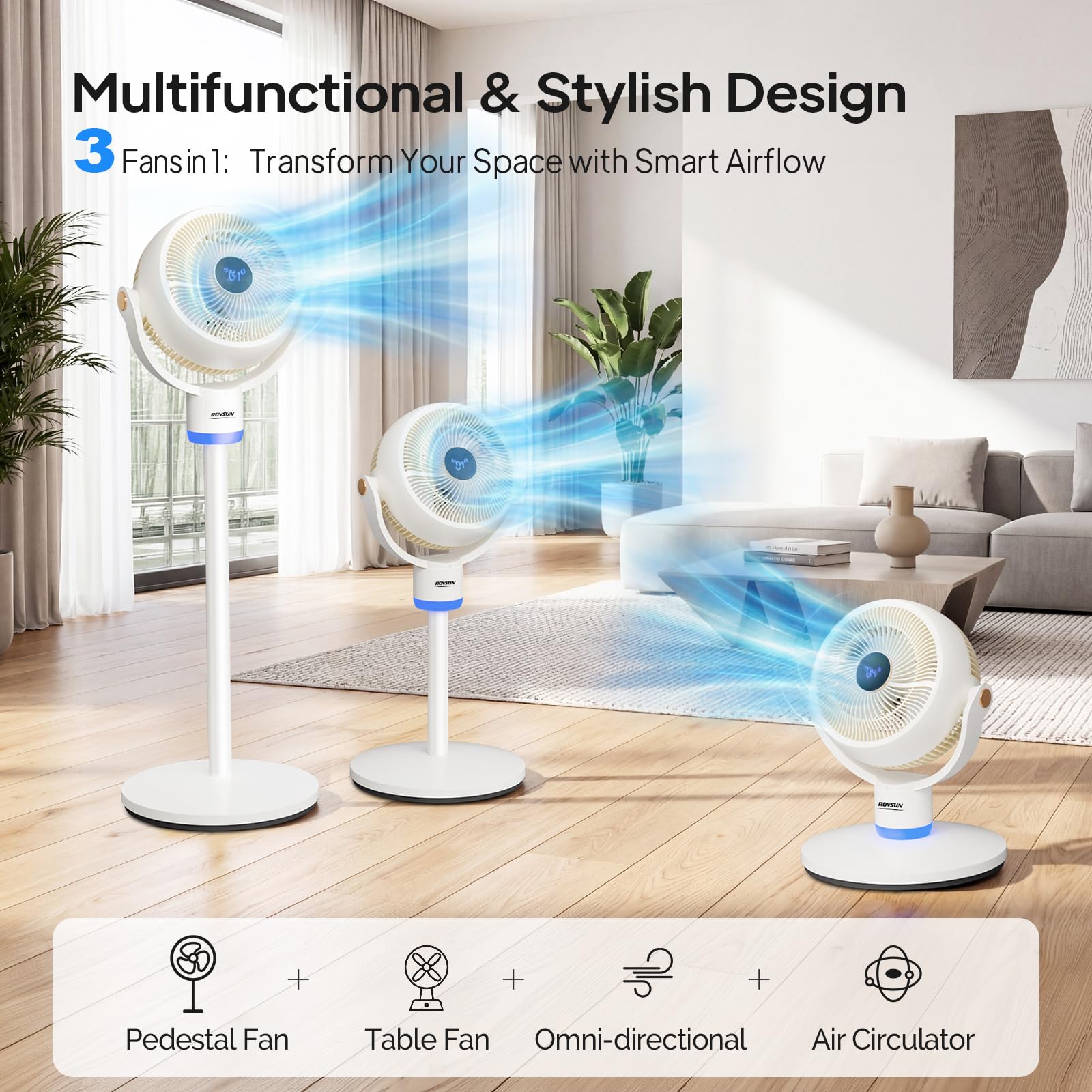 ROVSUN 40" 40W 110V Industrial Pedestal Fan White