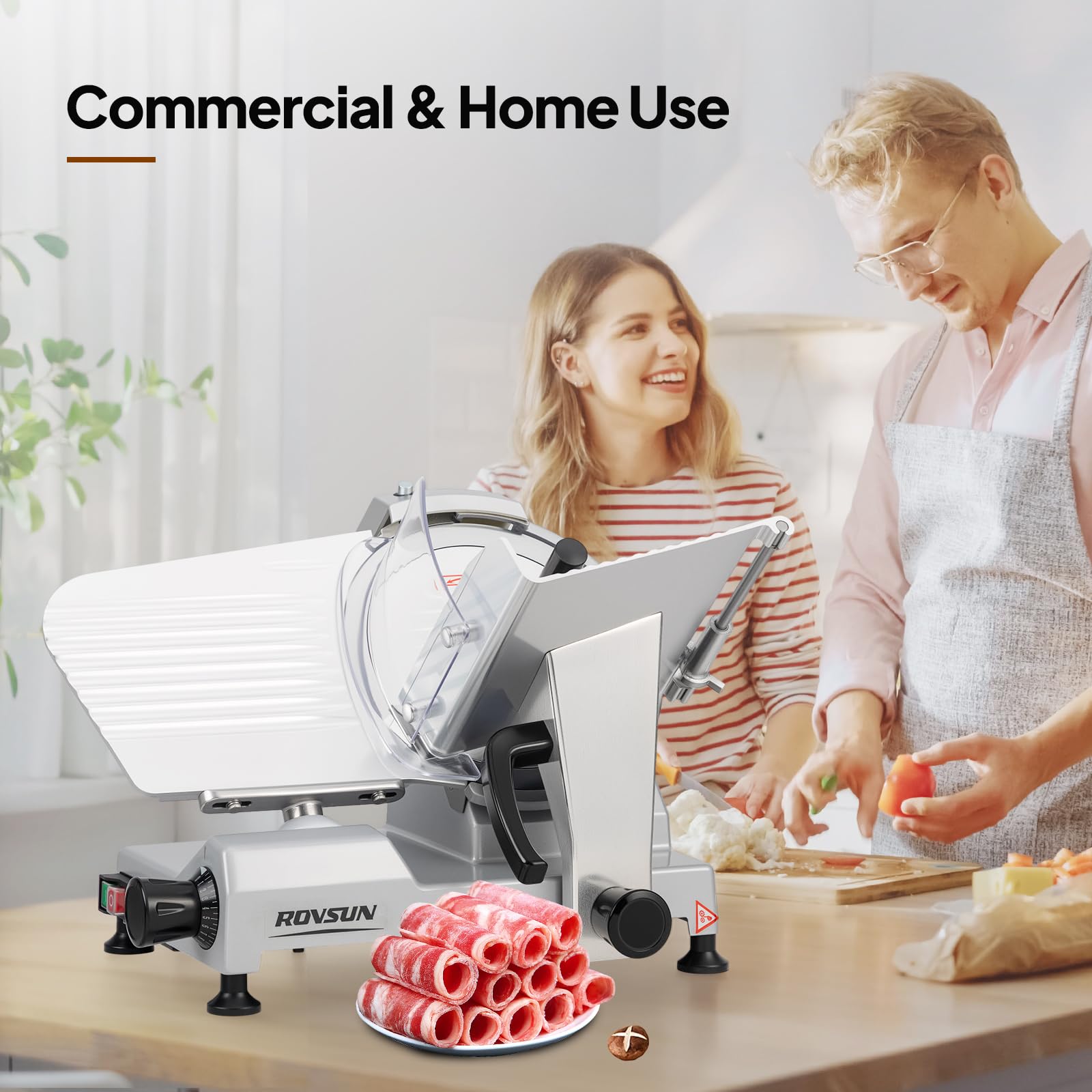 ROVSUN 10" 300W 110V Manual Gravity Feed Meat Slicer Silver