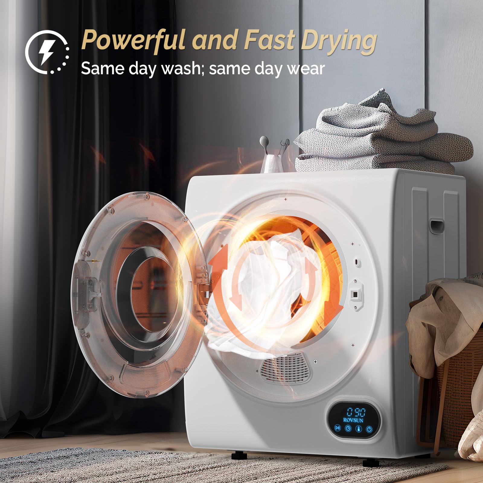 ROVSUN 1.5 Cu.Ft. 850W 110V Tumble Clothes Dryer with LCD Touch Panel