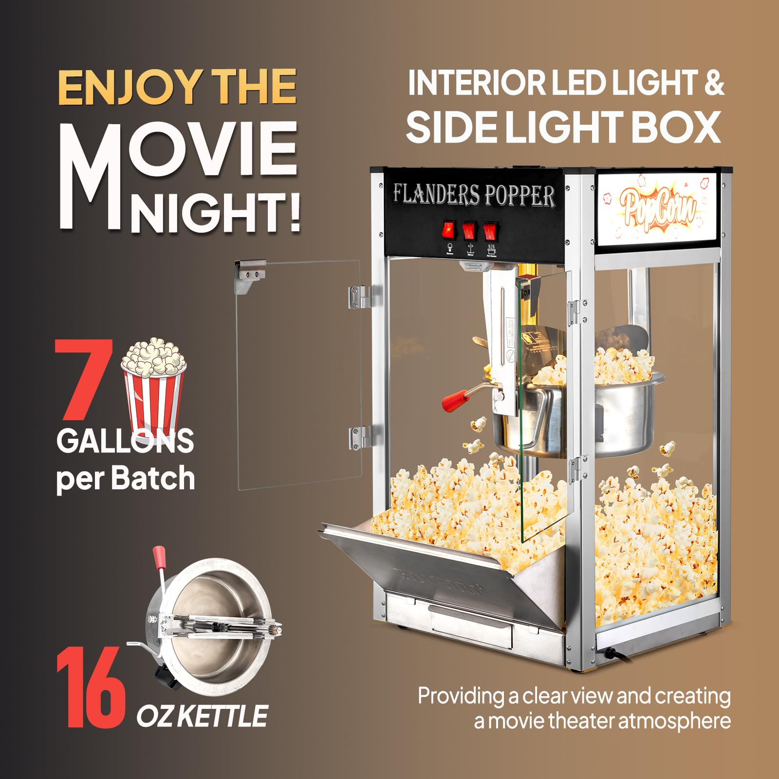 ROVSUN 16 oz Black Popcorn Machine Countertop