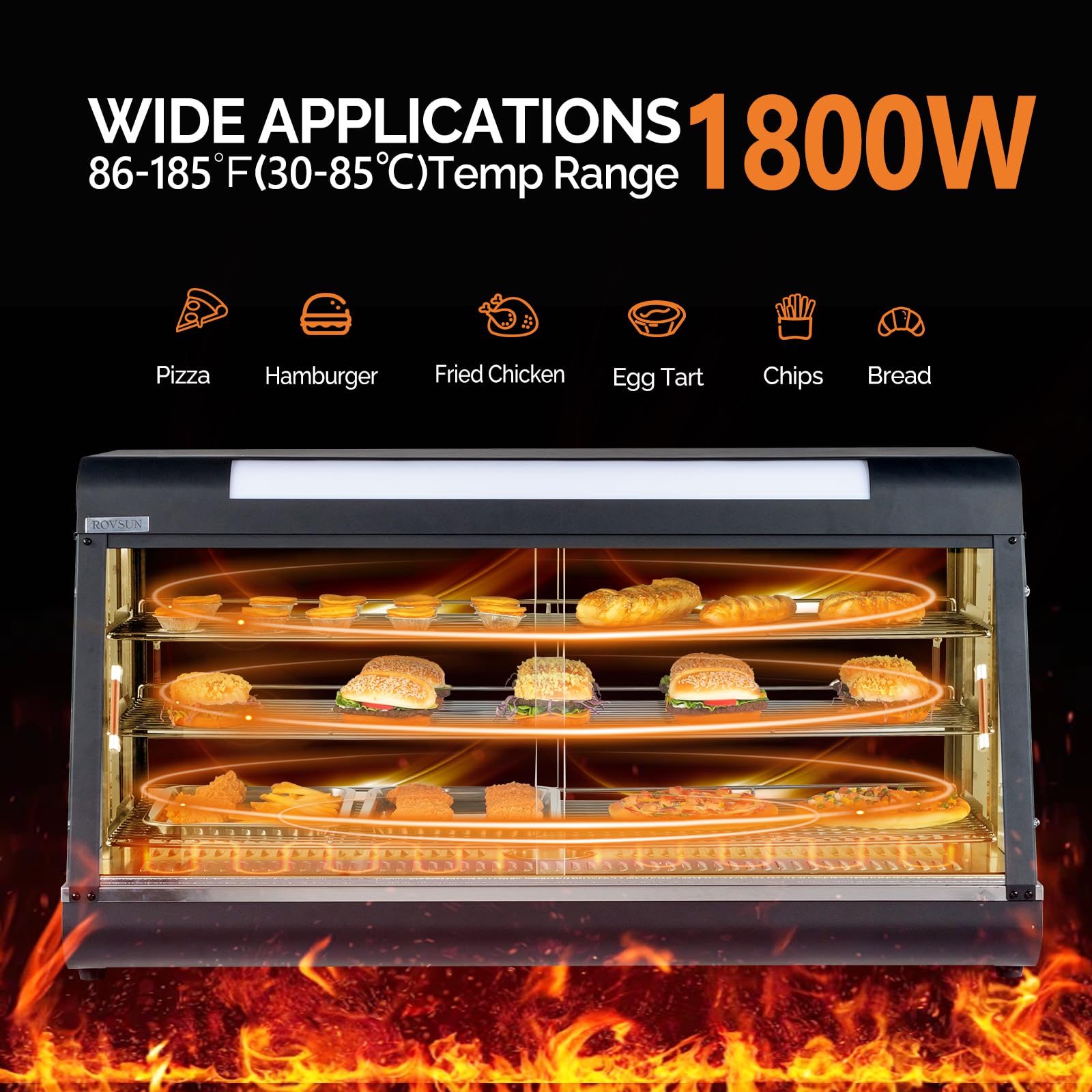 ROVSUN 3-Tier 48" 1800W 110V Hot Food Warmer Display Case Countertop