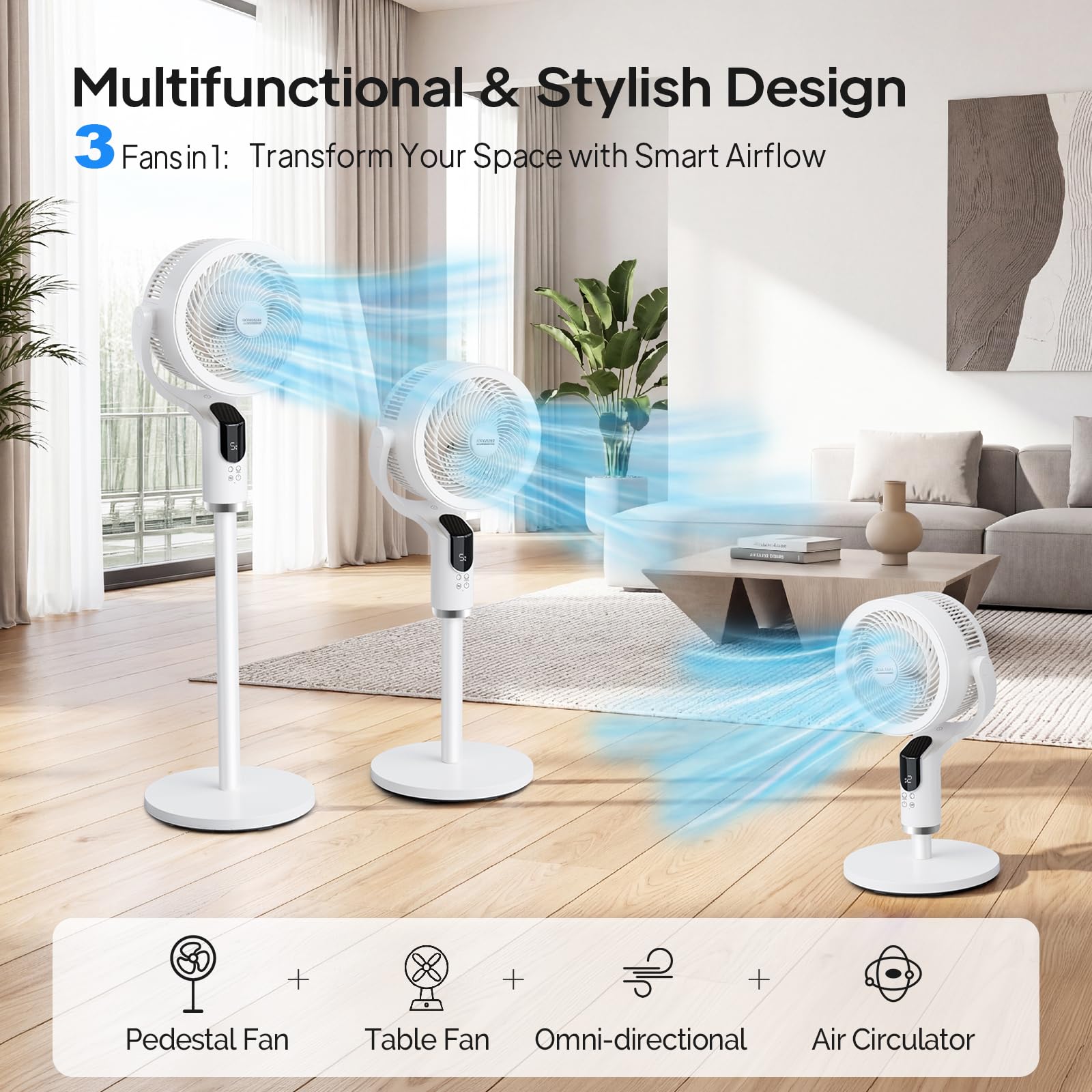 ROVSUN 43" 40W 110V Industrial Pedestal Fan White