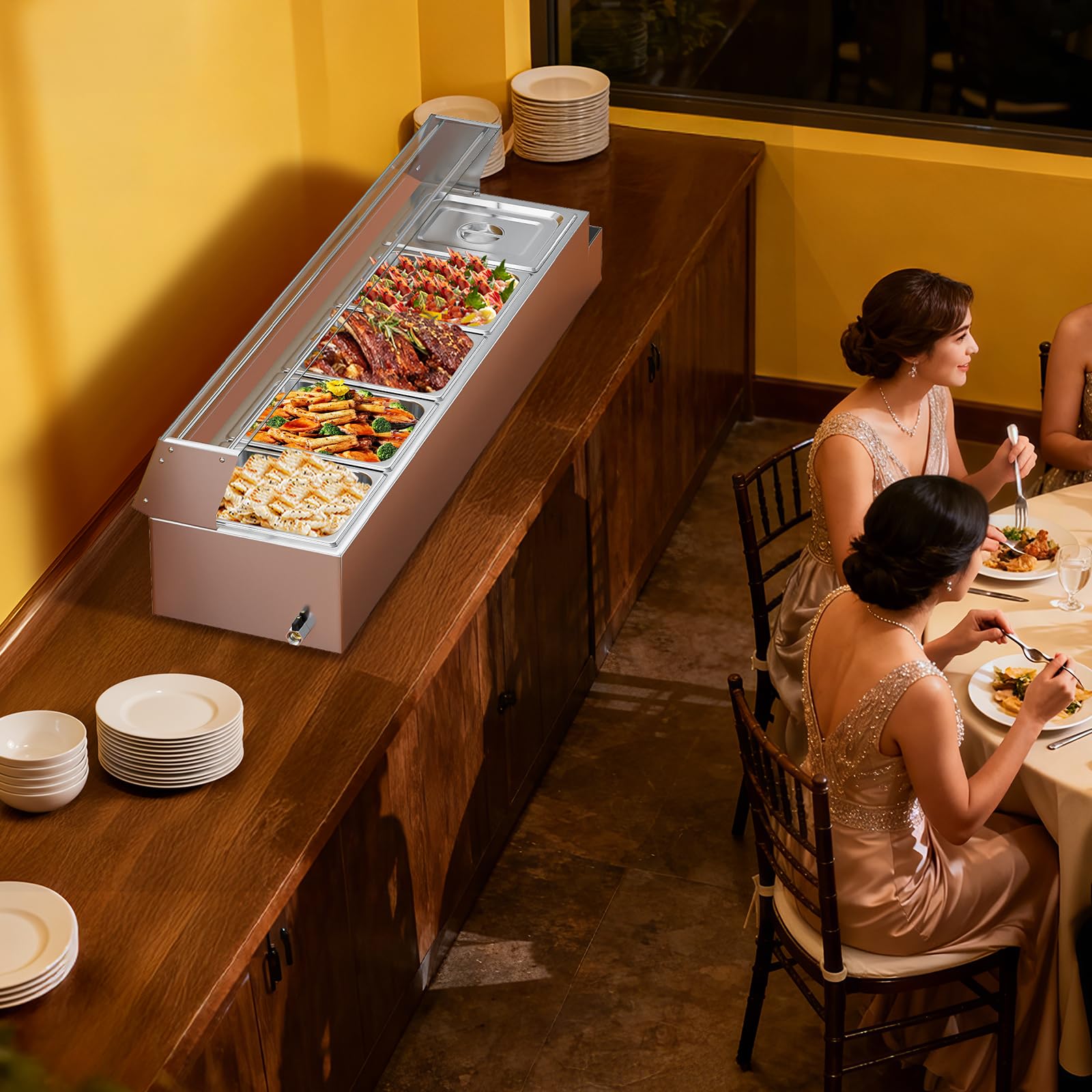 ROVSUN 60 QT 5-Pan Electric Steam Table Countertop