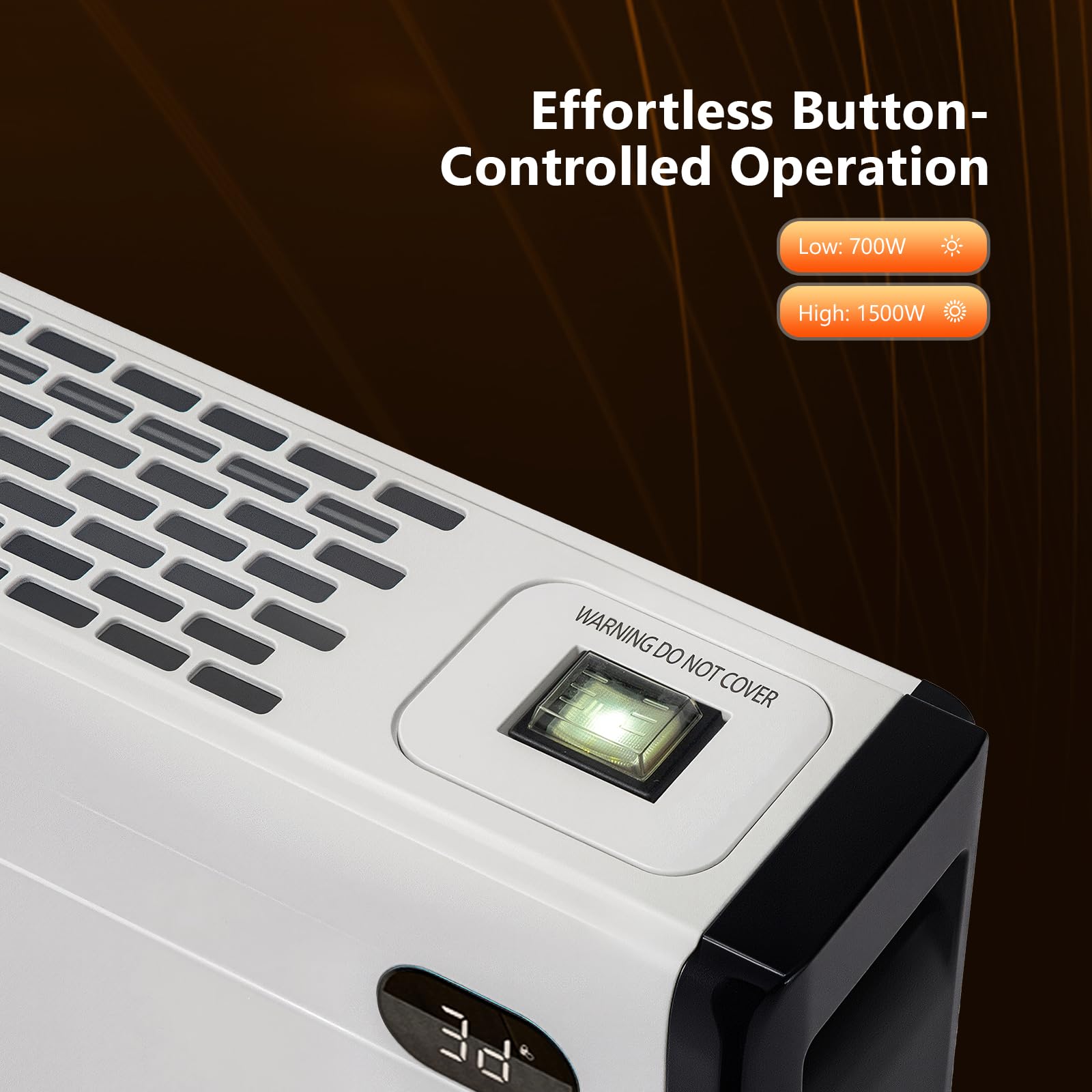 ROVSUN 48" Wide 1,500W 120V Electric Baseboard Heater with Knob Control