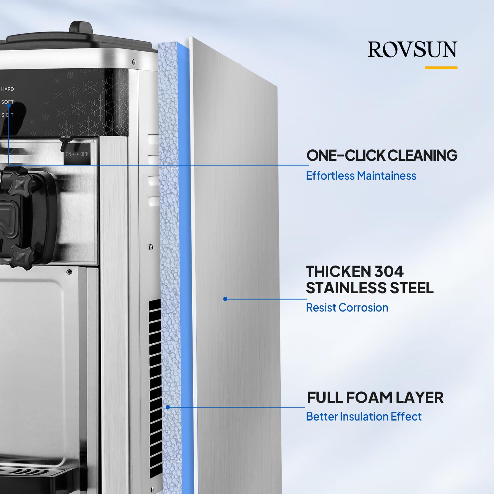 ROVSUN 3.2 Gallon 2200W 110V Ice Cream Machine Countertop