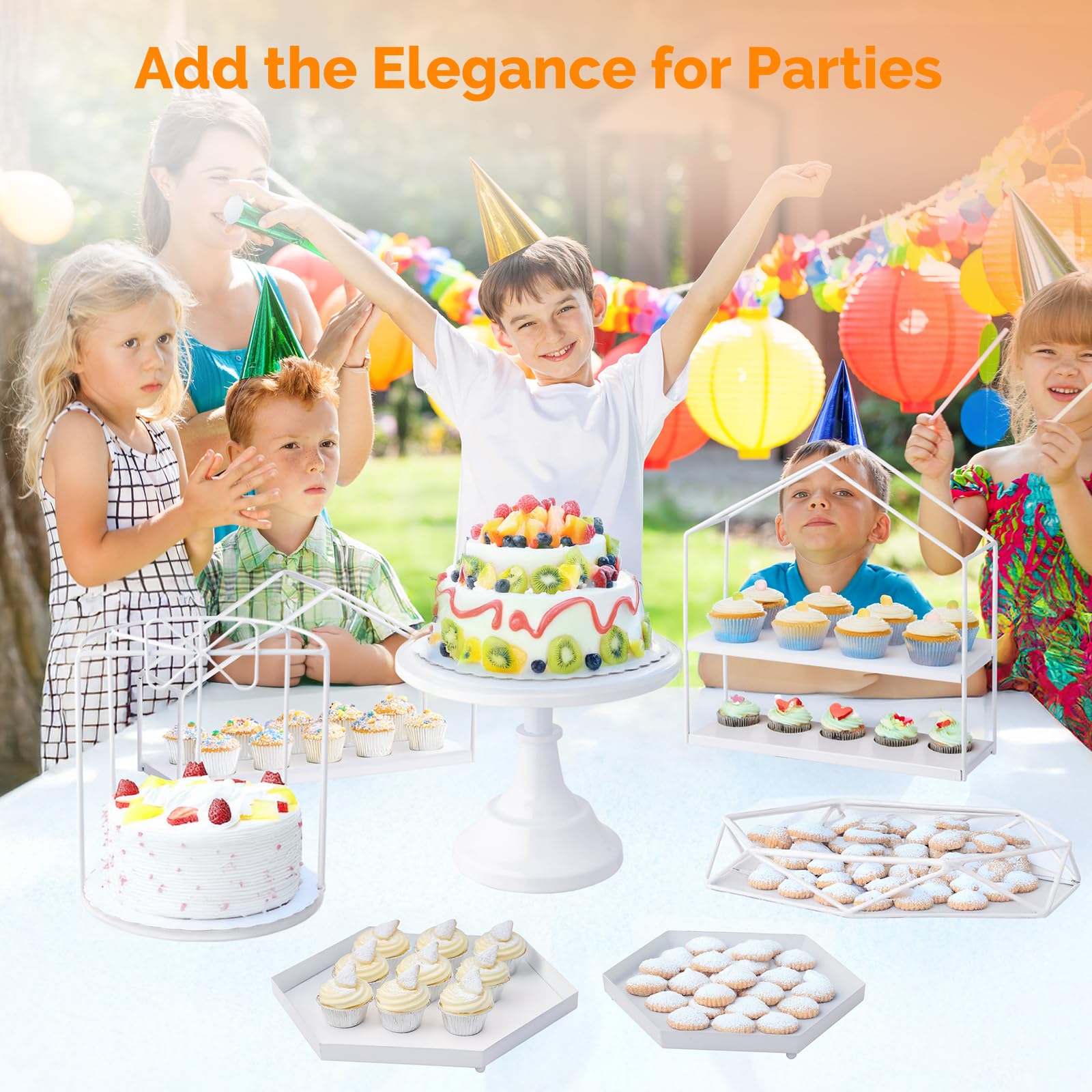 ROVSUN 7 PCS White Cake Stand Set