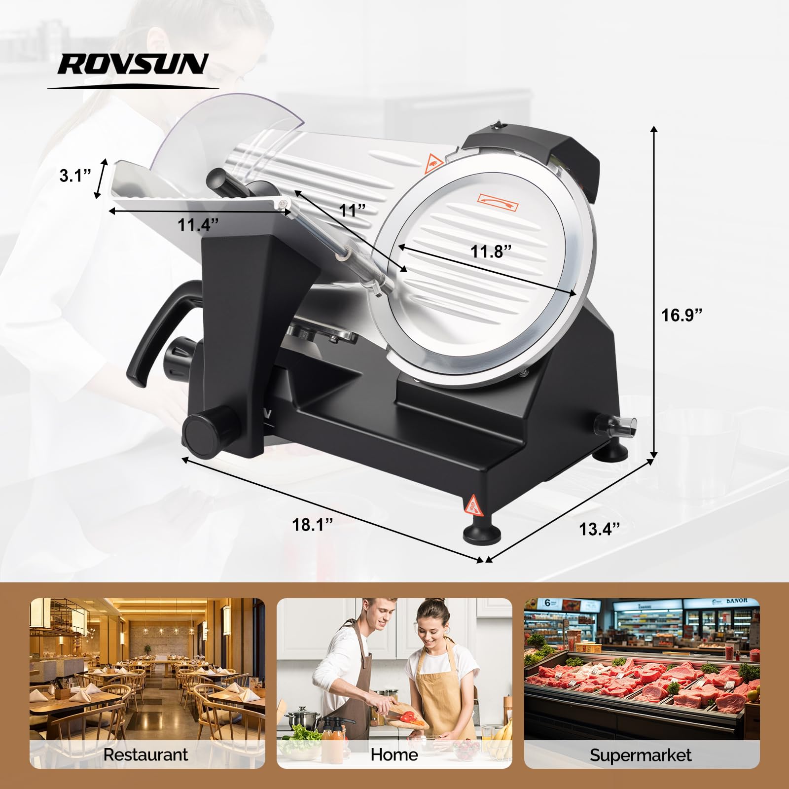 ROVSUN 12" 500W 110V Manual Gravity Feed Meat Slicer Black