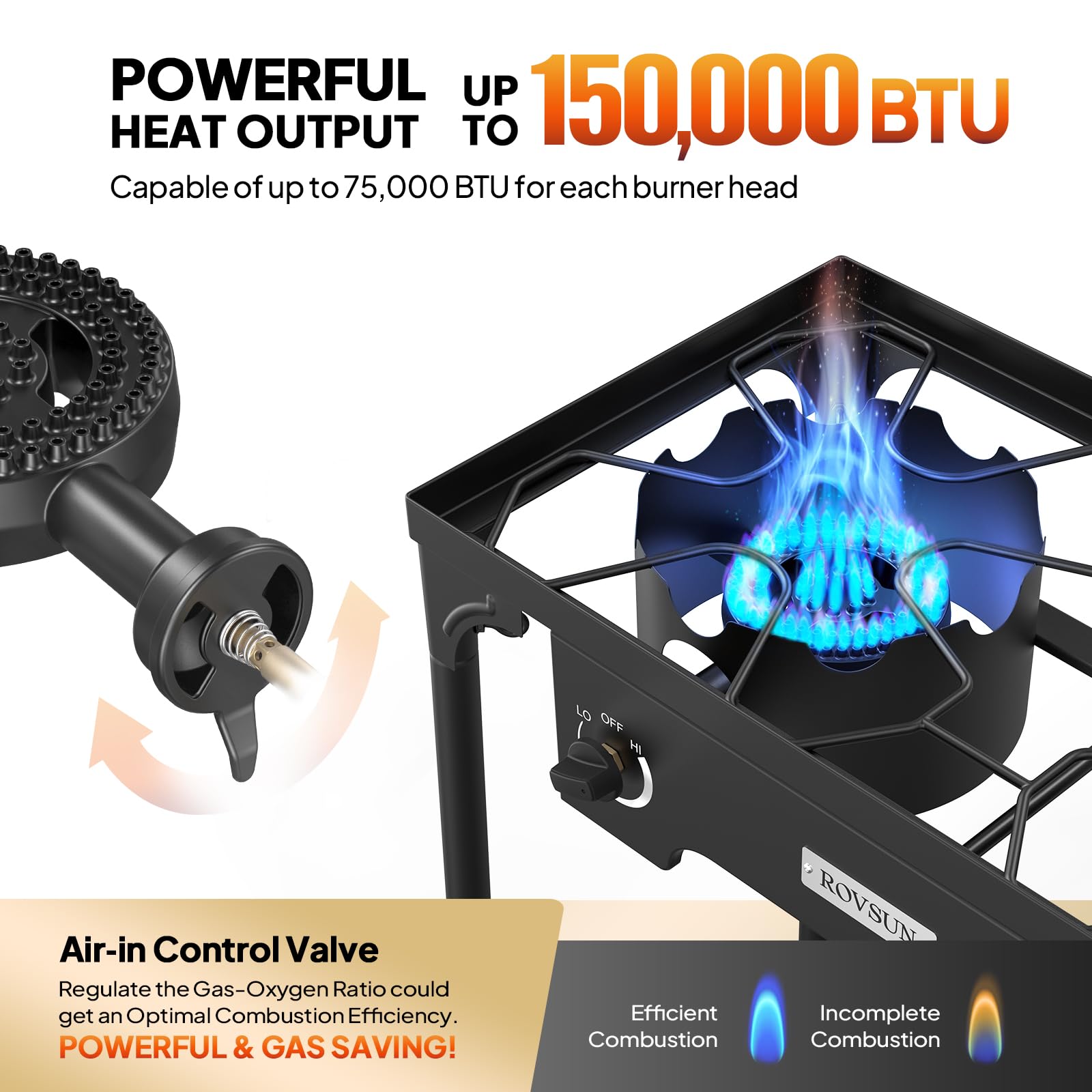 ROVSUN 2 Burner 150,000 BTU Outdoor Gas Propane Stove for Camping Cooking