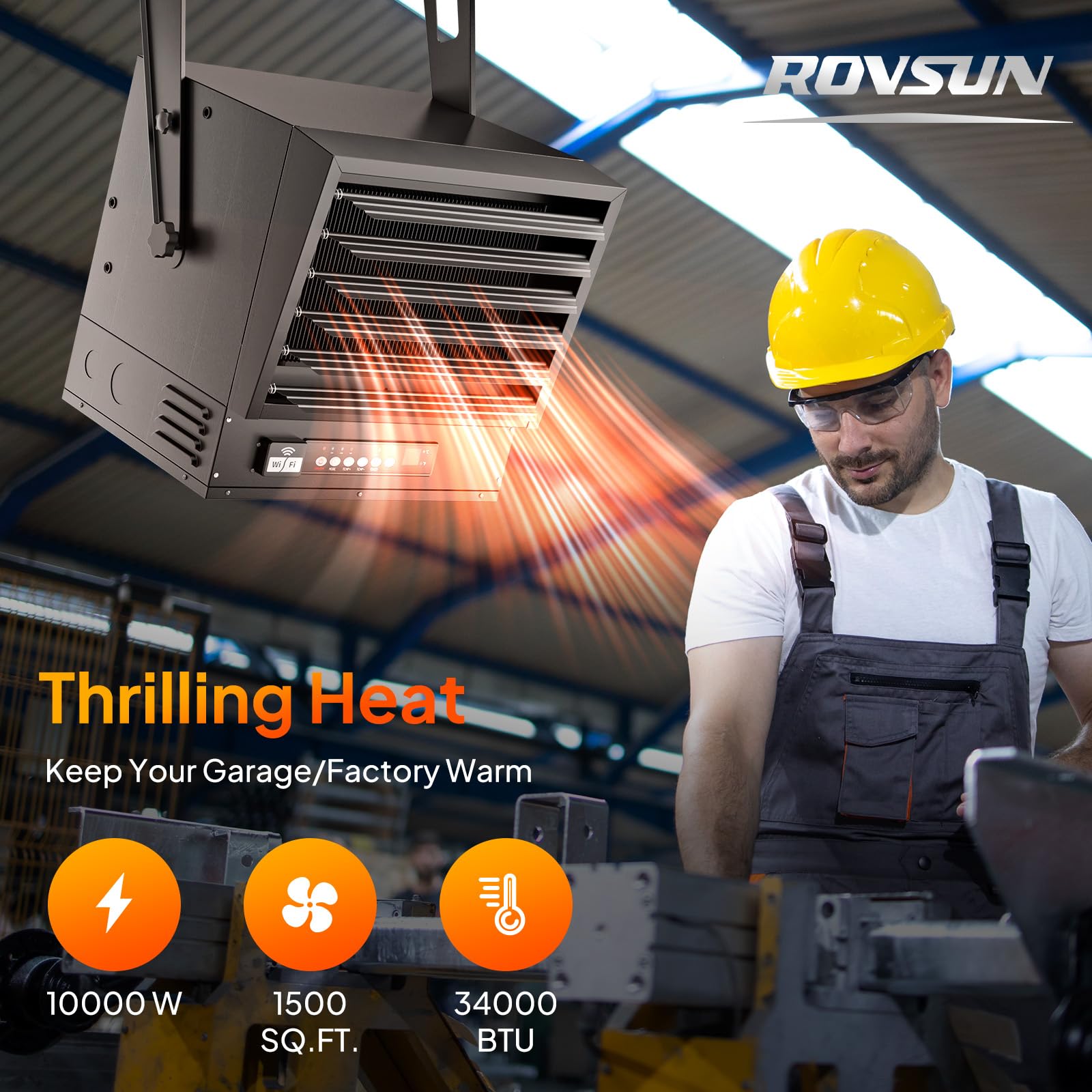 ROVSUN 10,000W 240V Electric Garage Heater with Remote & APP Control