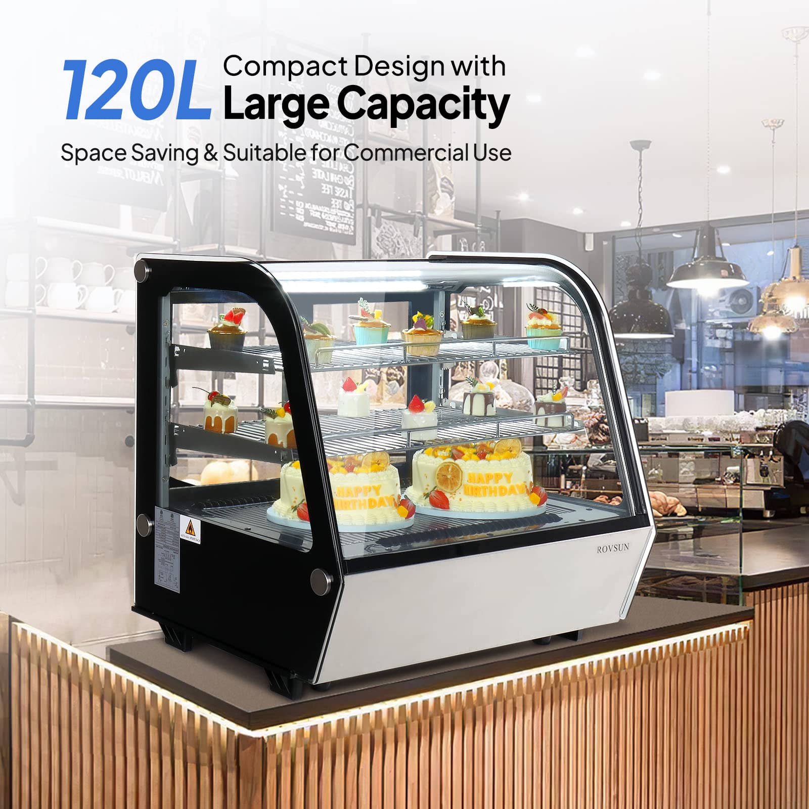 ROVSUN 27" 4.2 Cu.Ft. 250W 110V Silver Refrigerated Bakery Display Case
