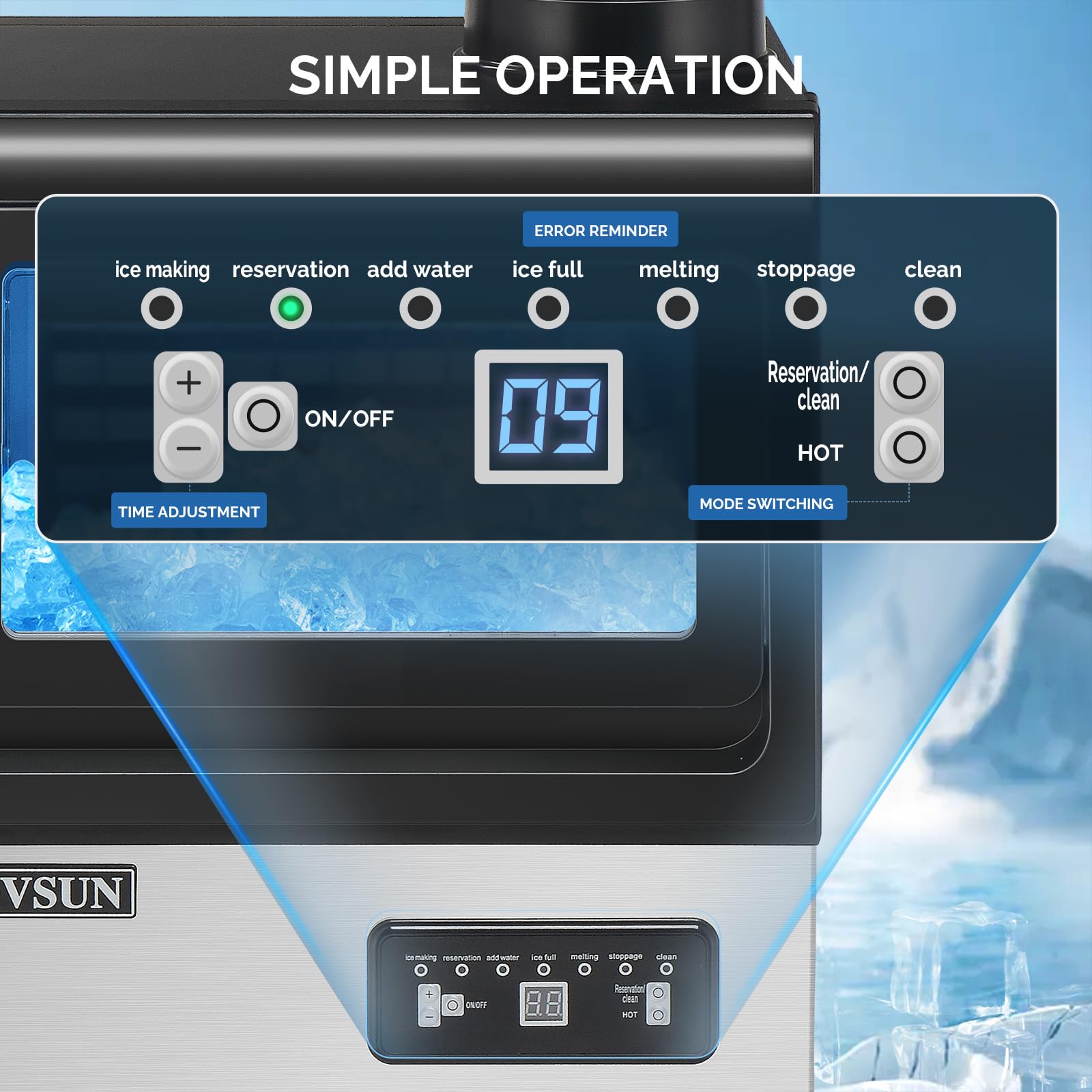 ROVSUN 13" 90 lbs Air Cooled Ice Machine Countertop