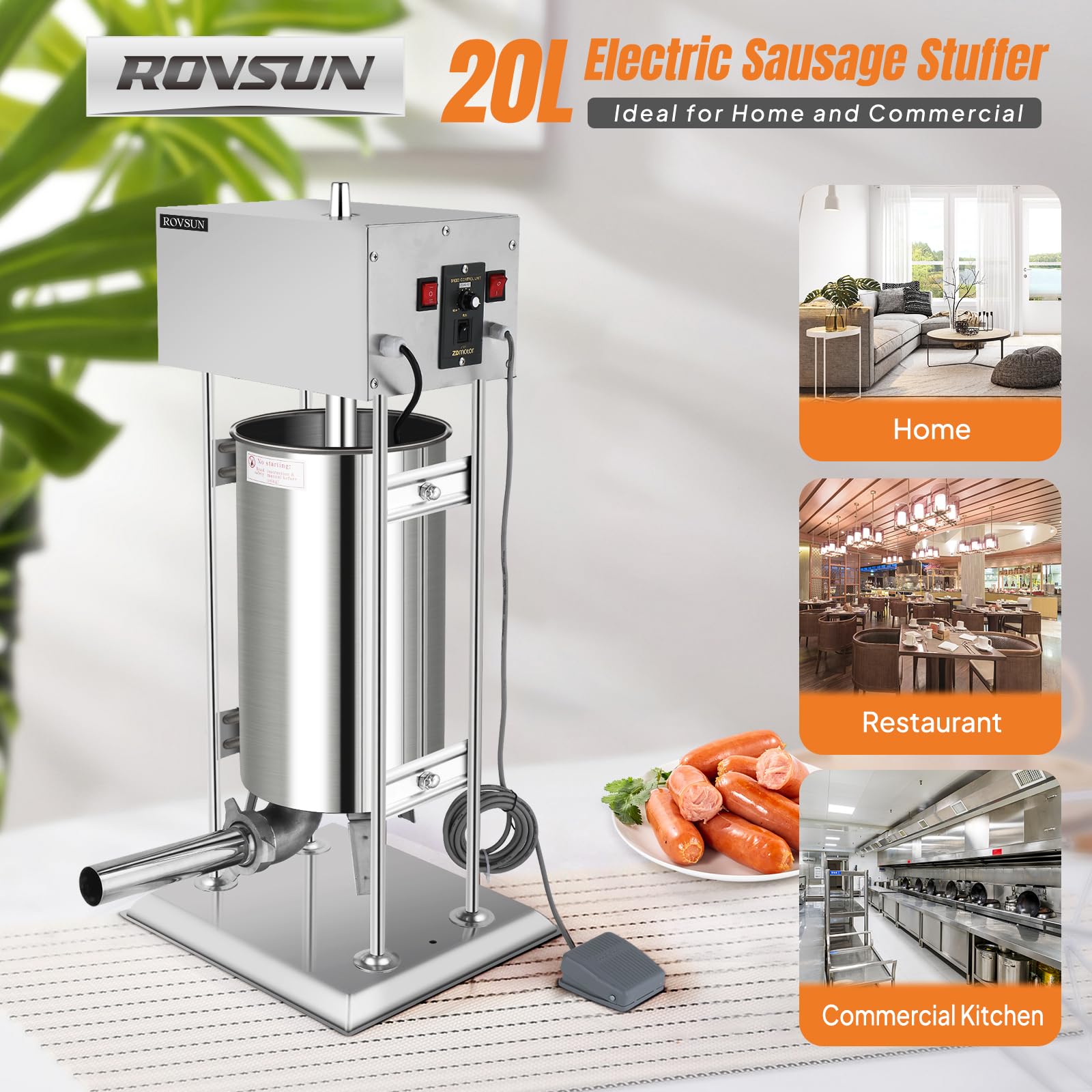 ROVSUN 44 lb. Electric Sausage Stuffer Maker with 5 Stuffing Tubes