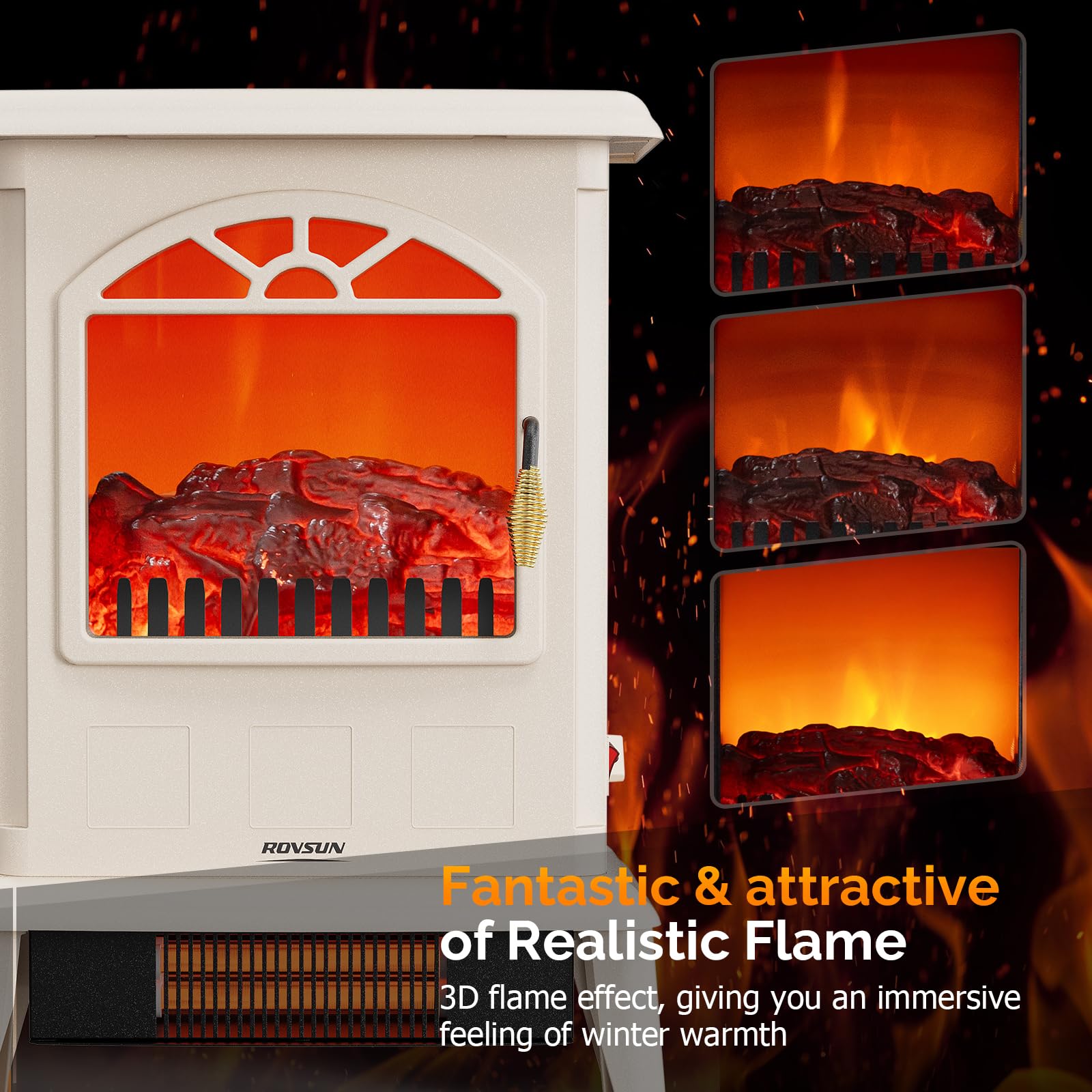 ROVSUN 22" High 1500W 120V Electric Fireplace Stove Milky White