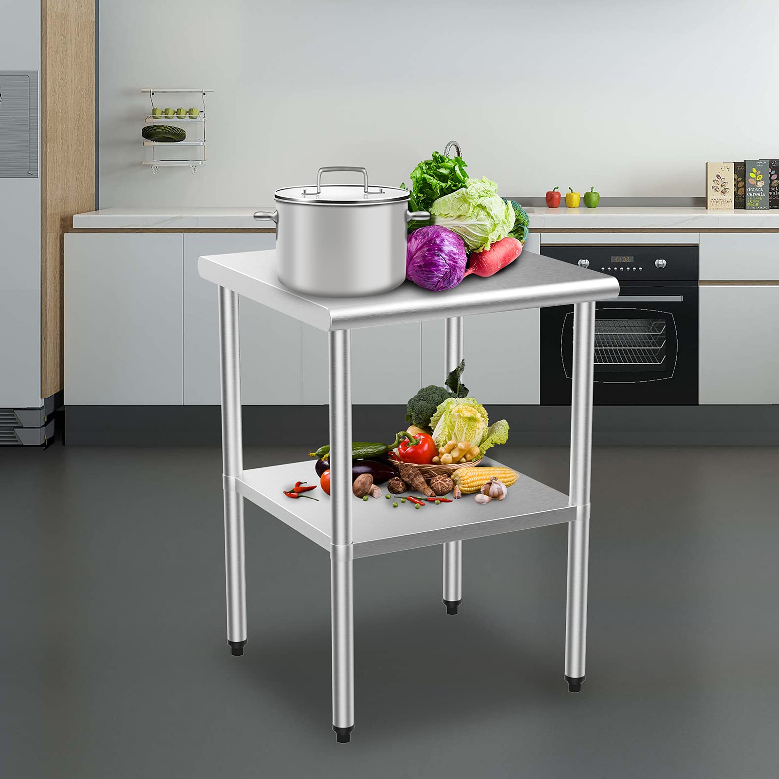 ROVSUN 30" x 24" Stainless Steel Table with Undershelf