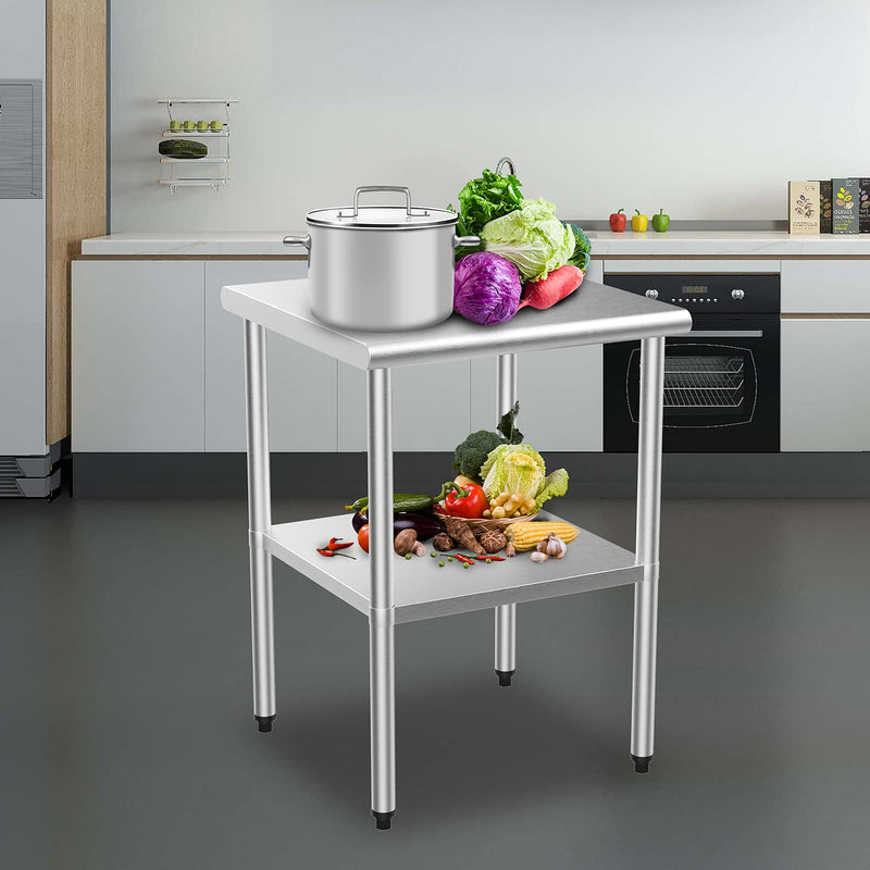 ROVSUN 30 x 24 Inch Stainless Steel Table Kitchen Prep Work with Undershelf