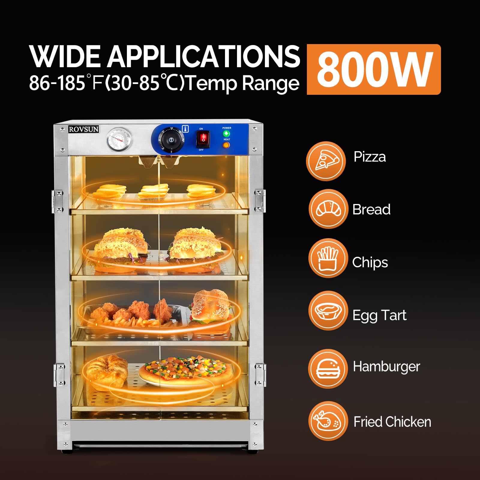 ROVSUN 4-Tier 18" 800W 110V Hot Food Warmer Display Case Countertop