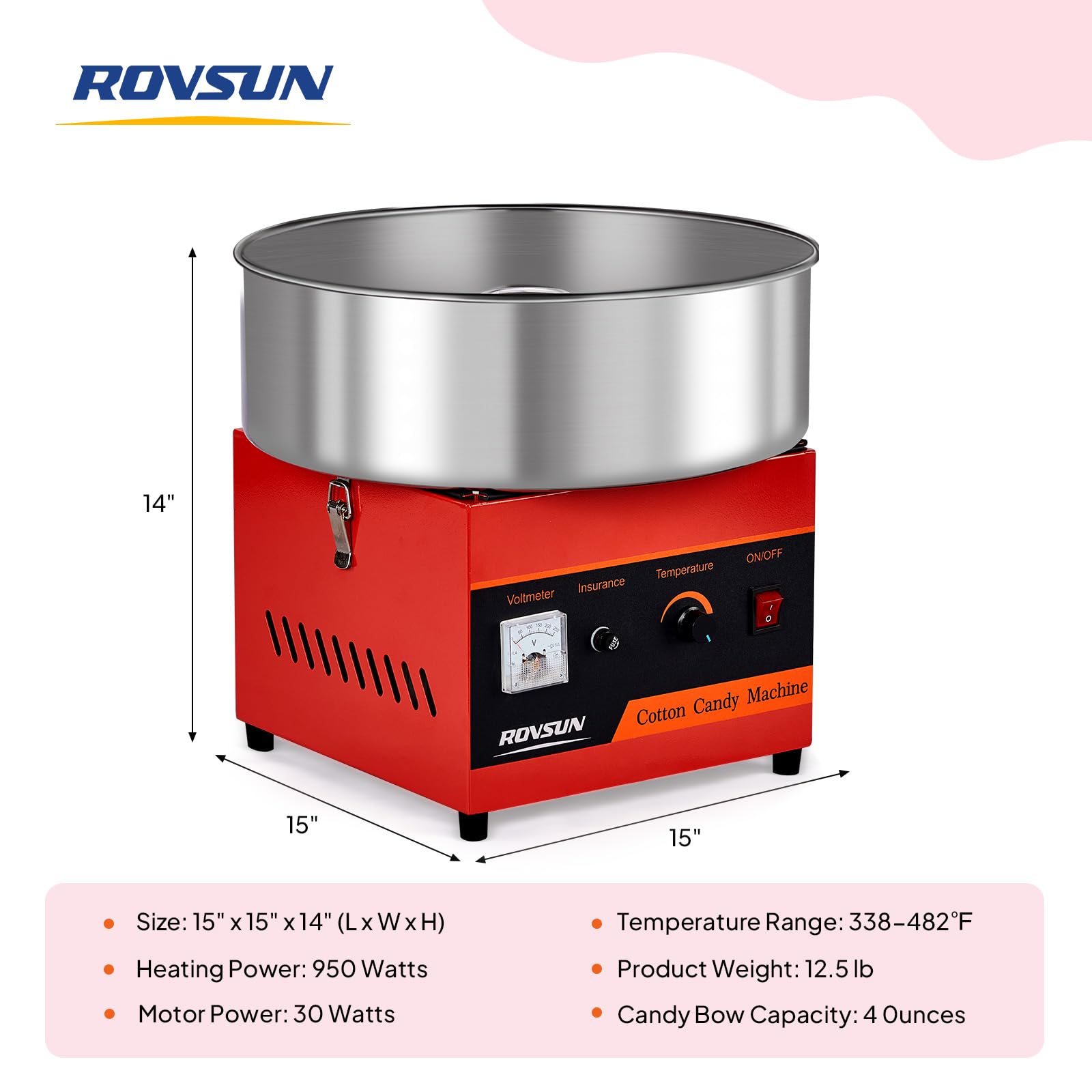 ROVSUN 15" Cotton Candy Machine Red