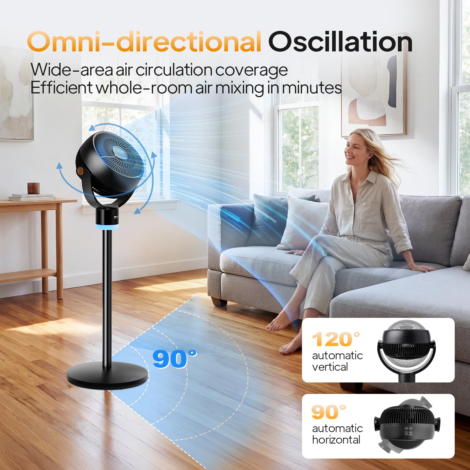 ROVSUN 40" 40W 110V Industrial Pedestal Fan Black