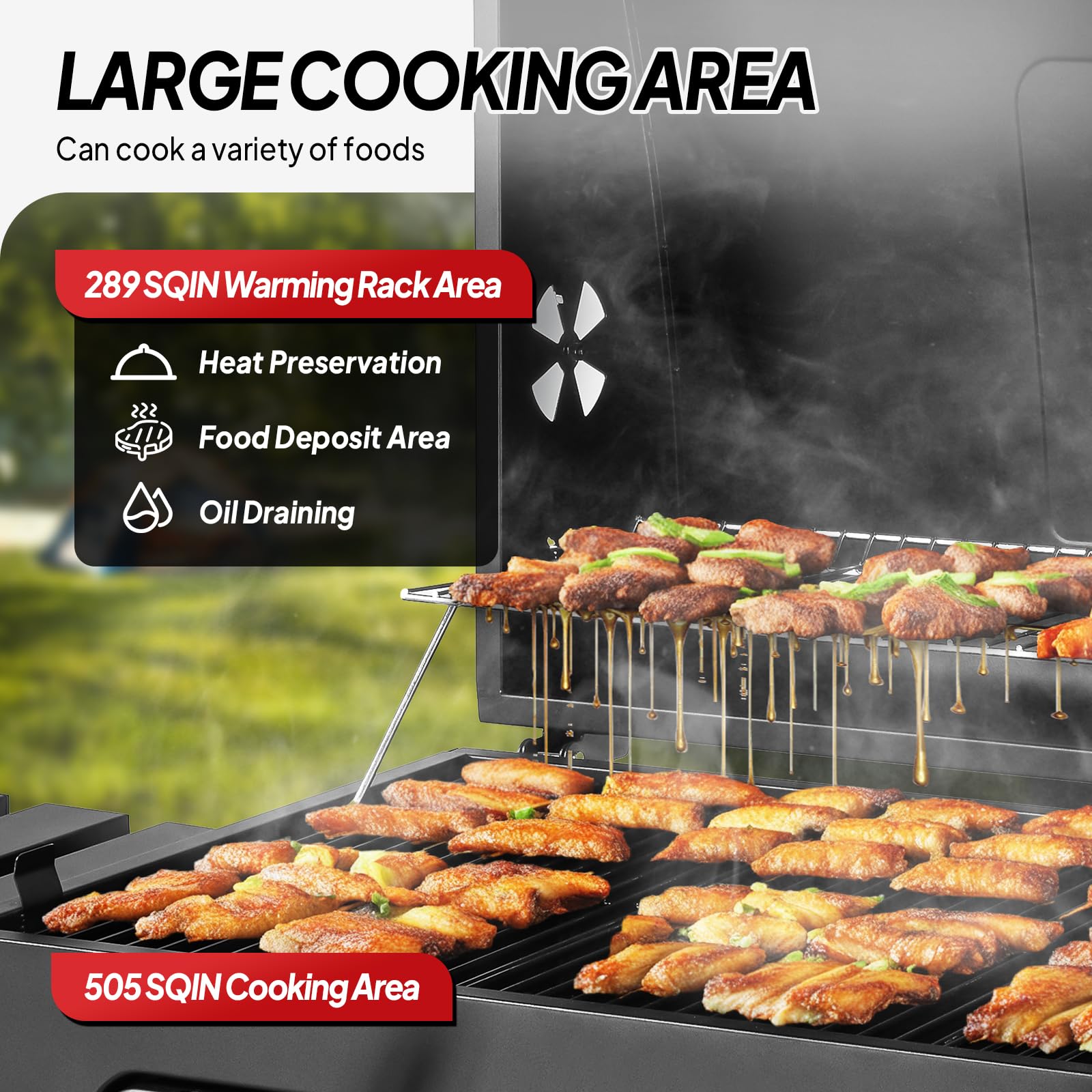 ROVSUN 37.4" Charcoal Grill with Two Foldable Side Tables