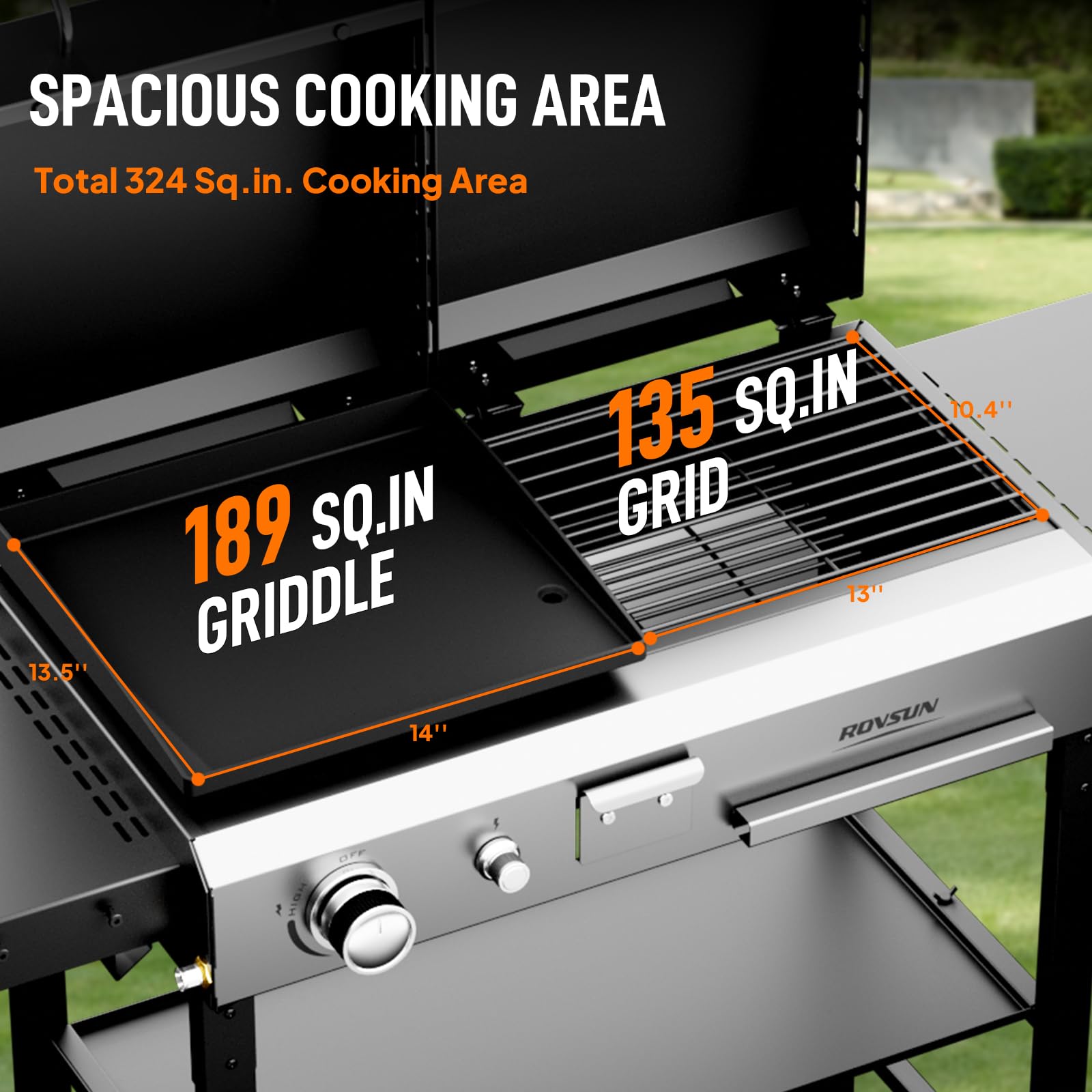 ROVSUN 2-in-1 Propane Grill and Charcoal Grill Combo with Lid