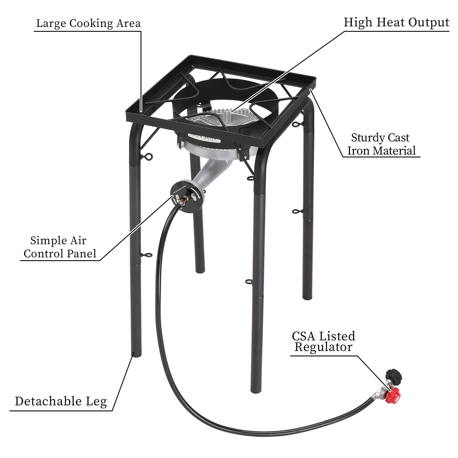 ROVSUN Single Burner 200,000 BTU Outdoor Propane Stove for Camping