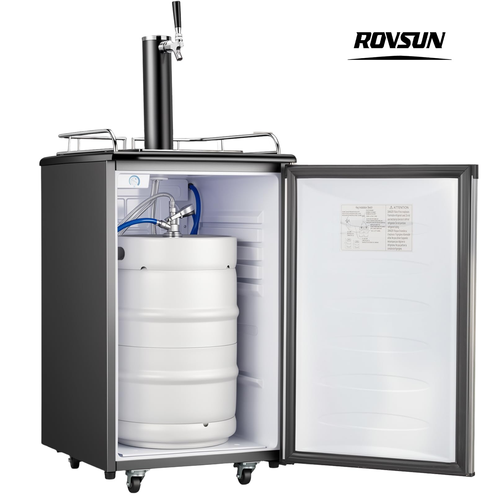 ROVSUN 5.4 Cu.Ft. Single Tap Kegerator Beer Dispenser Silver
