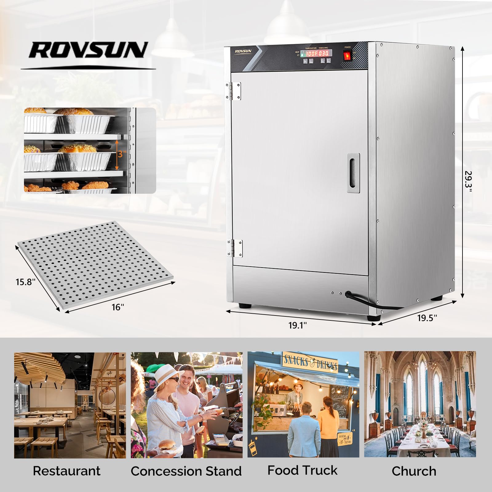 ROVSUN 5-Tier 19" Hot Food Warmer Holding Cabinet