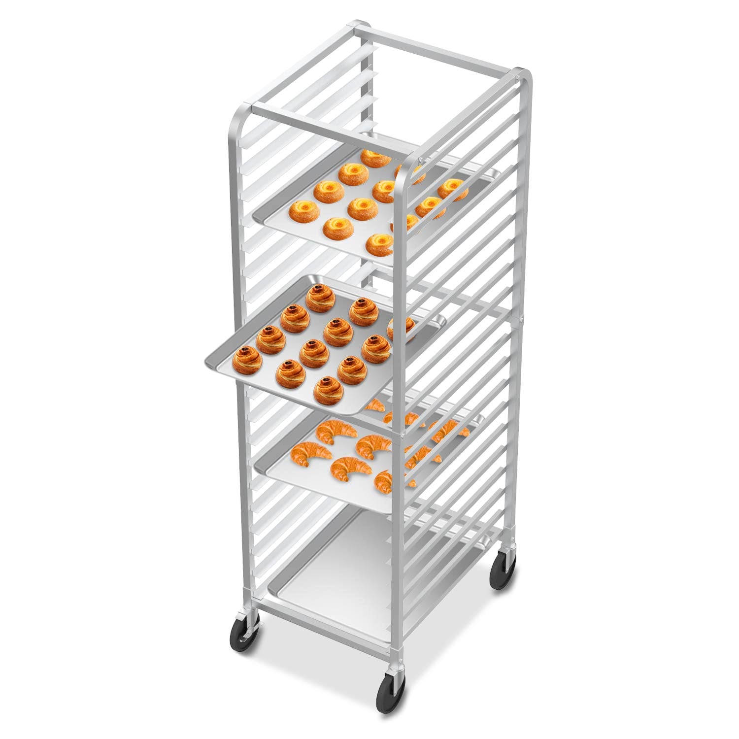 ROVSUN 20-Tier Bakery Rack Stainless Steel 26 Inches Wide Bun Pan Shee