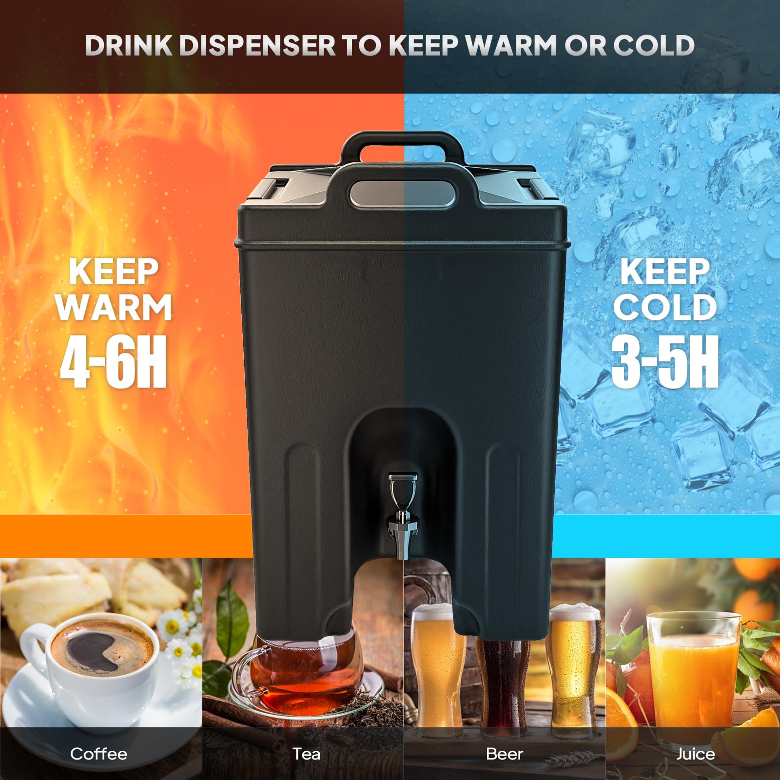 ROVSUN 12 Gallon Insulated Beverage Dispenser with 50 Cups