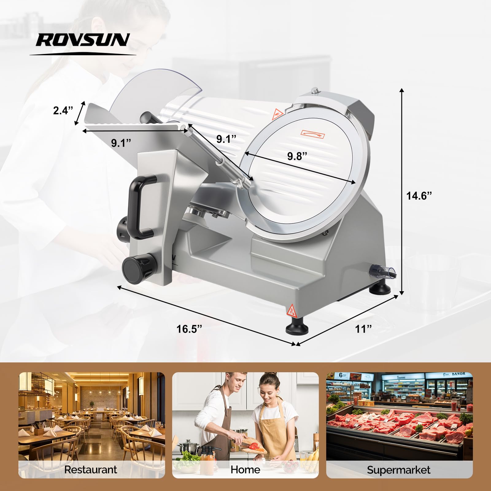ROVSUN 12" 500W 110V Manual Gravity Feed Meat Slicer