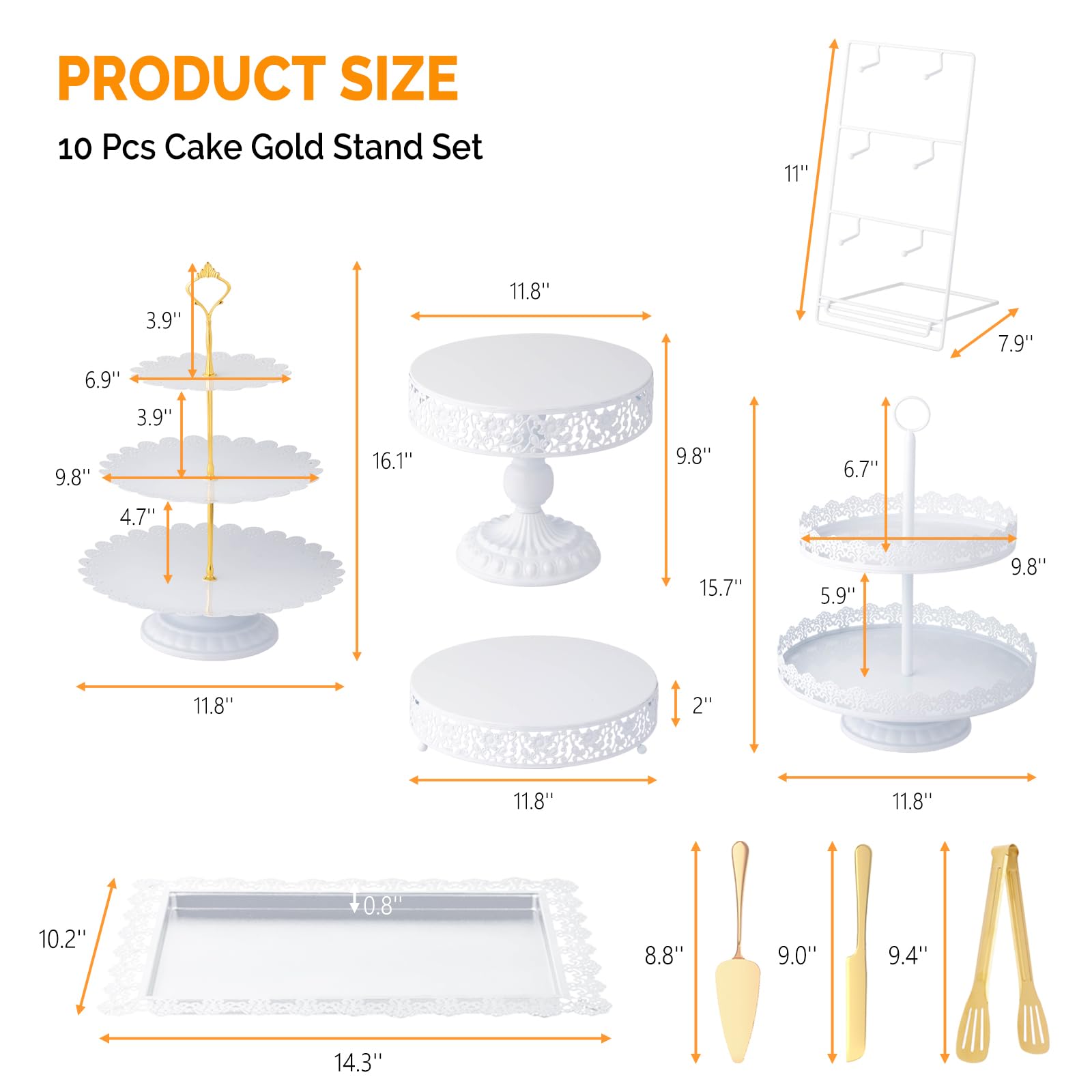 ROVSUN 12 PCS White Dessert Table Display Set