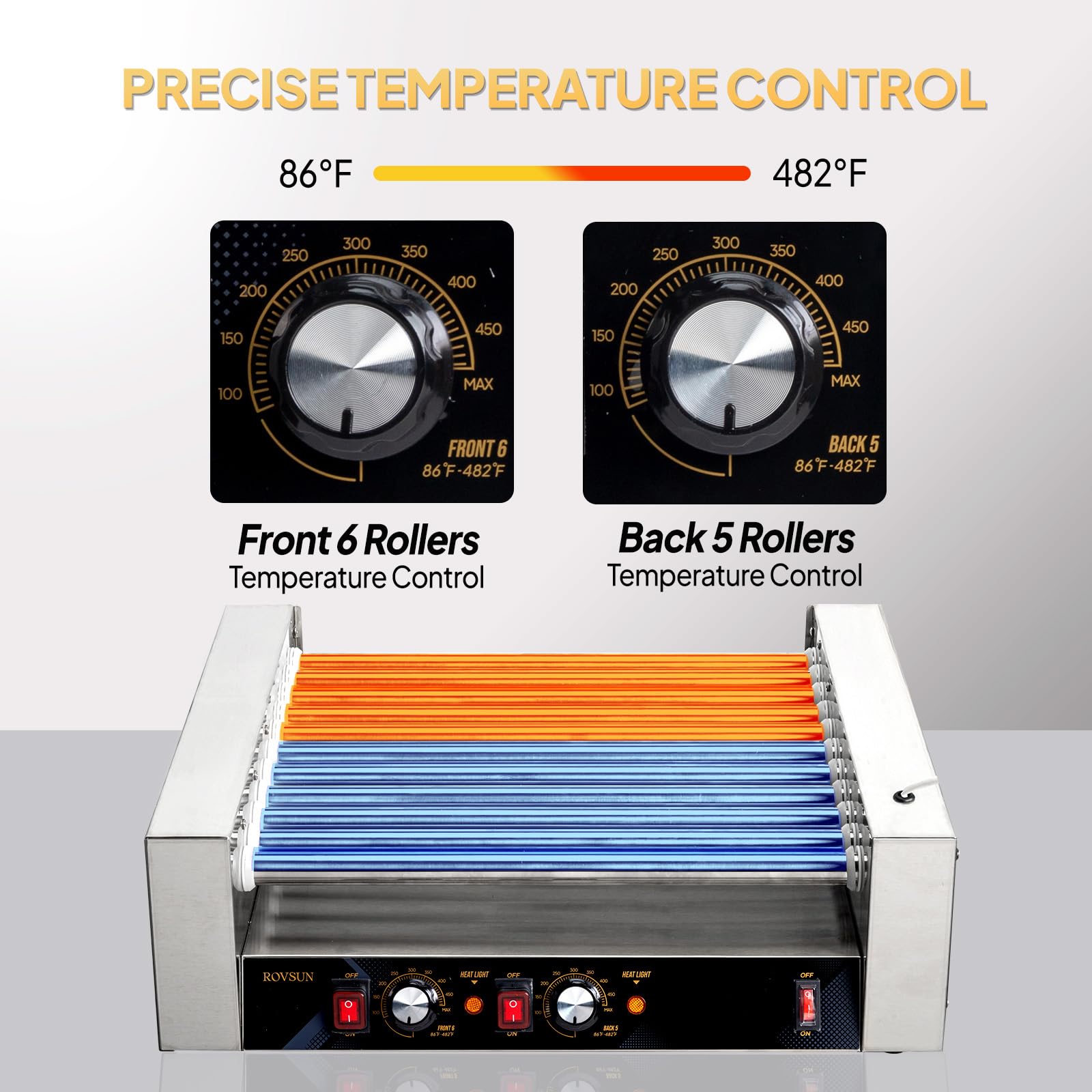 ROVSUN 11 Rollers 1,650W 110V 30 Hot Dog Roller Grill with Cover