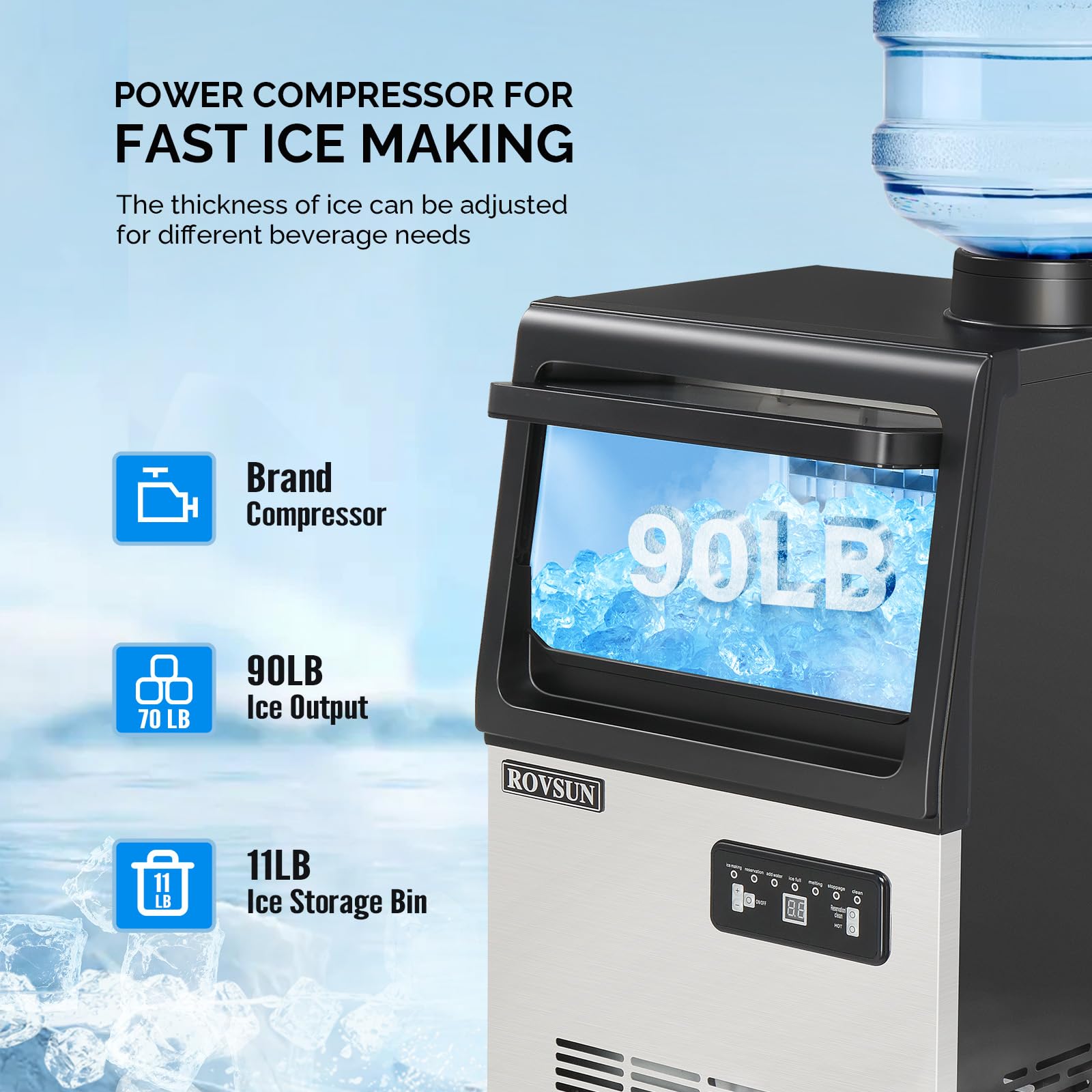 ROVSUN 13" 90 lbs Air Cooled Ice Machine Countertop