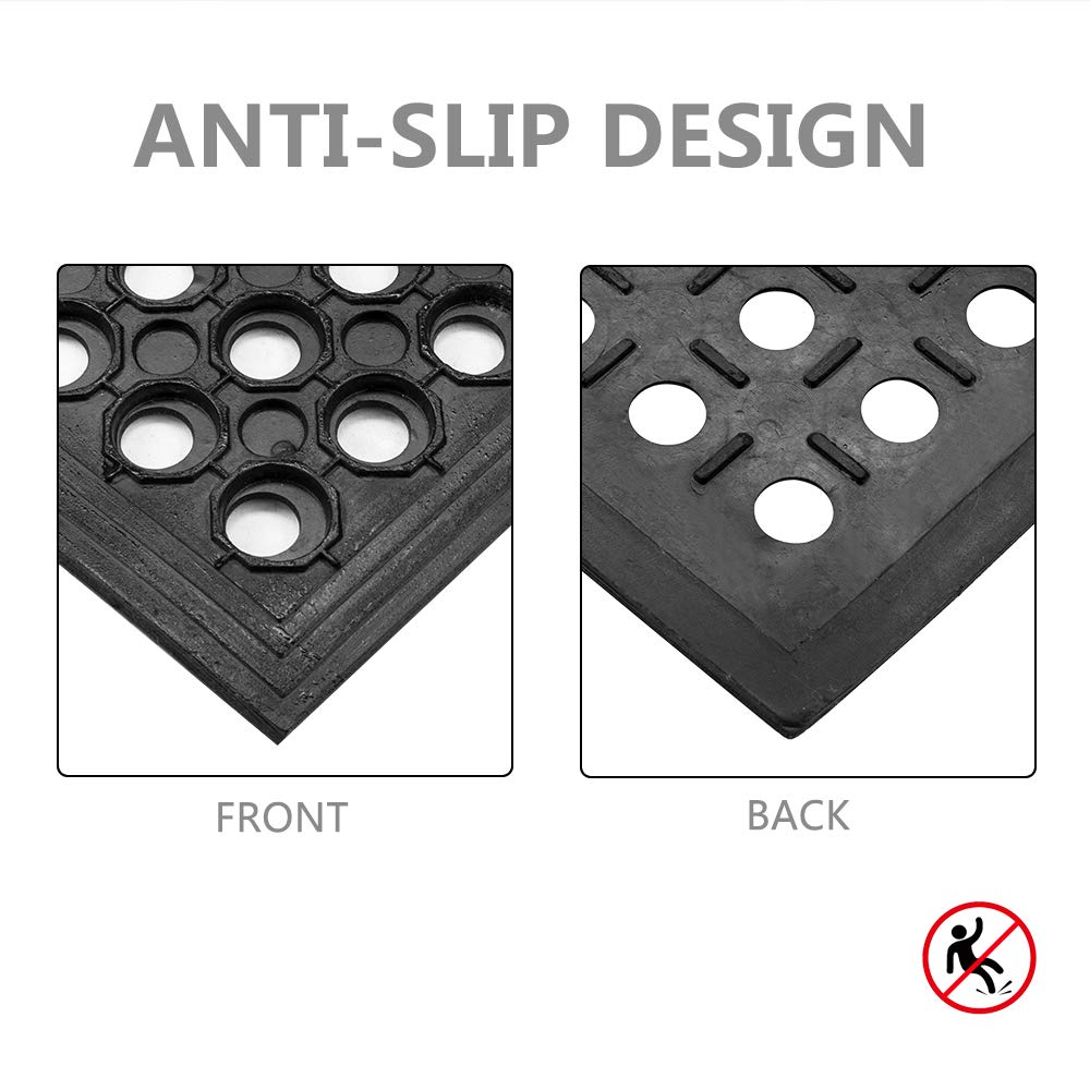 ROVSUN 24'' x 36''(2 x 3 FT) Rubber Floor Mat Anti-Fatigue Non-Slip with Holes