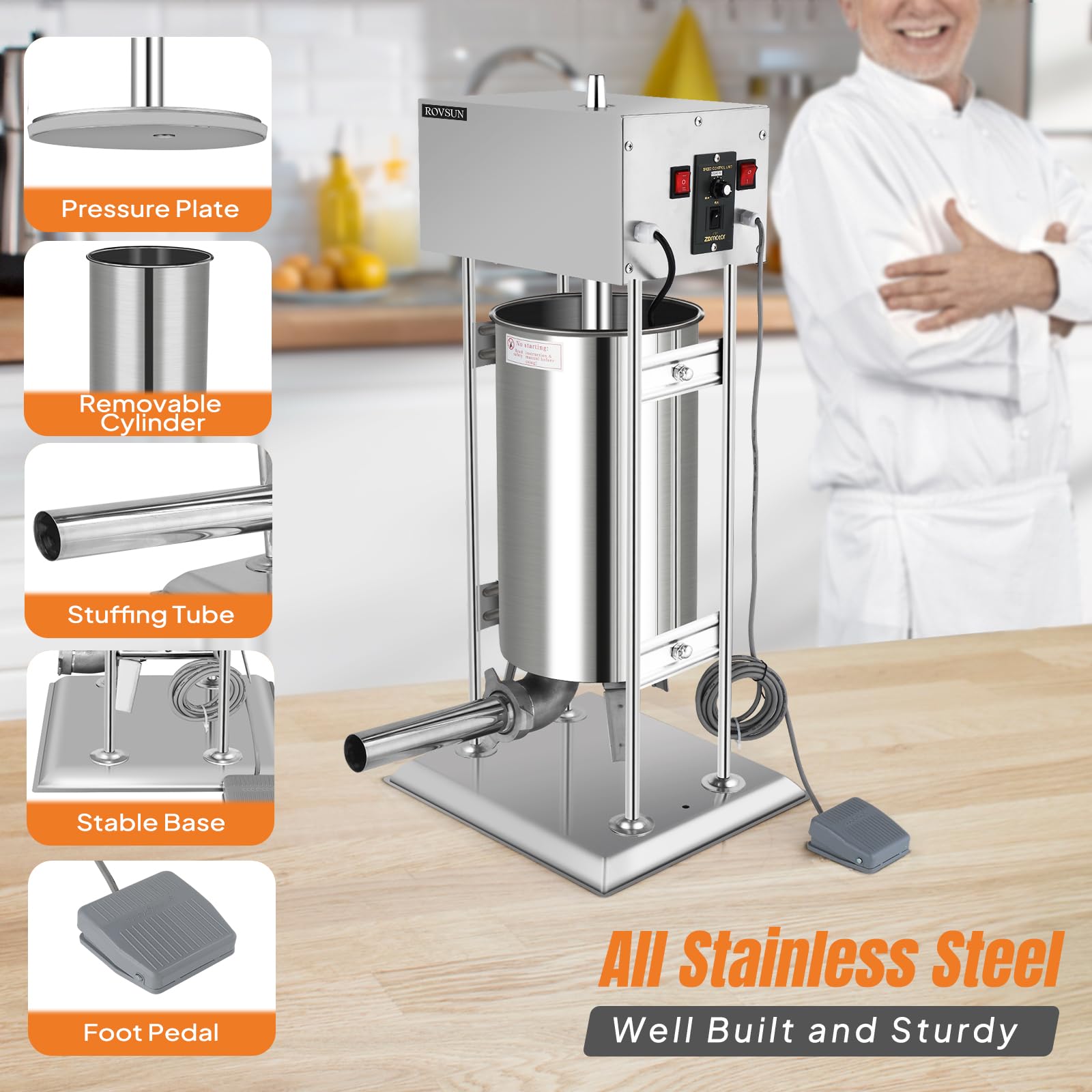 ROVSUN 66 lb. Electric Sausage Stuffer Maker with 5 Stuffing Tubes