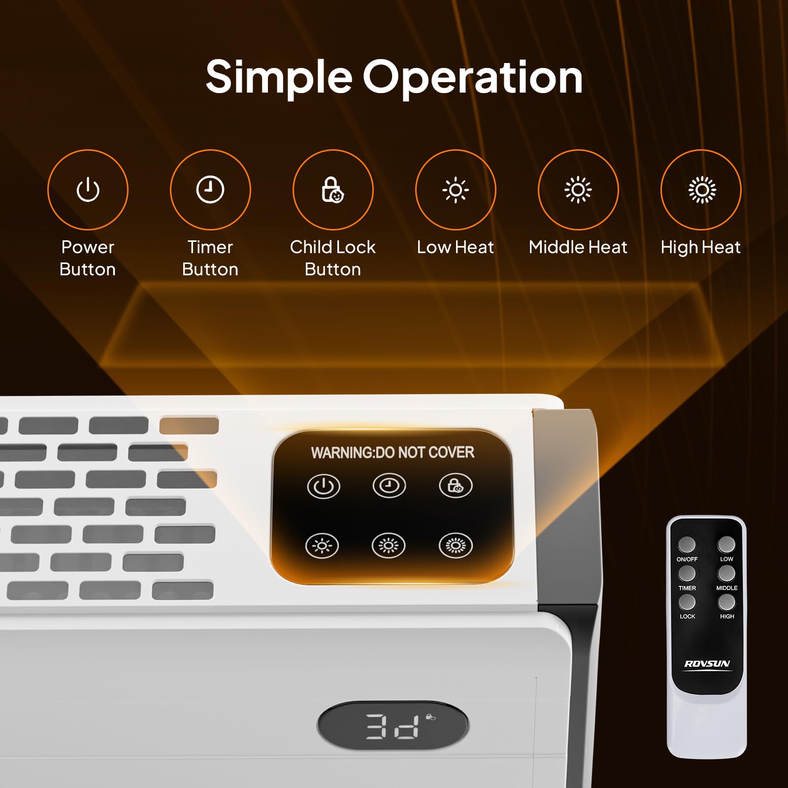 ROVSUN 48" Wide 1,500W 120V Electric Baseboard Heater with Remote Control