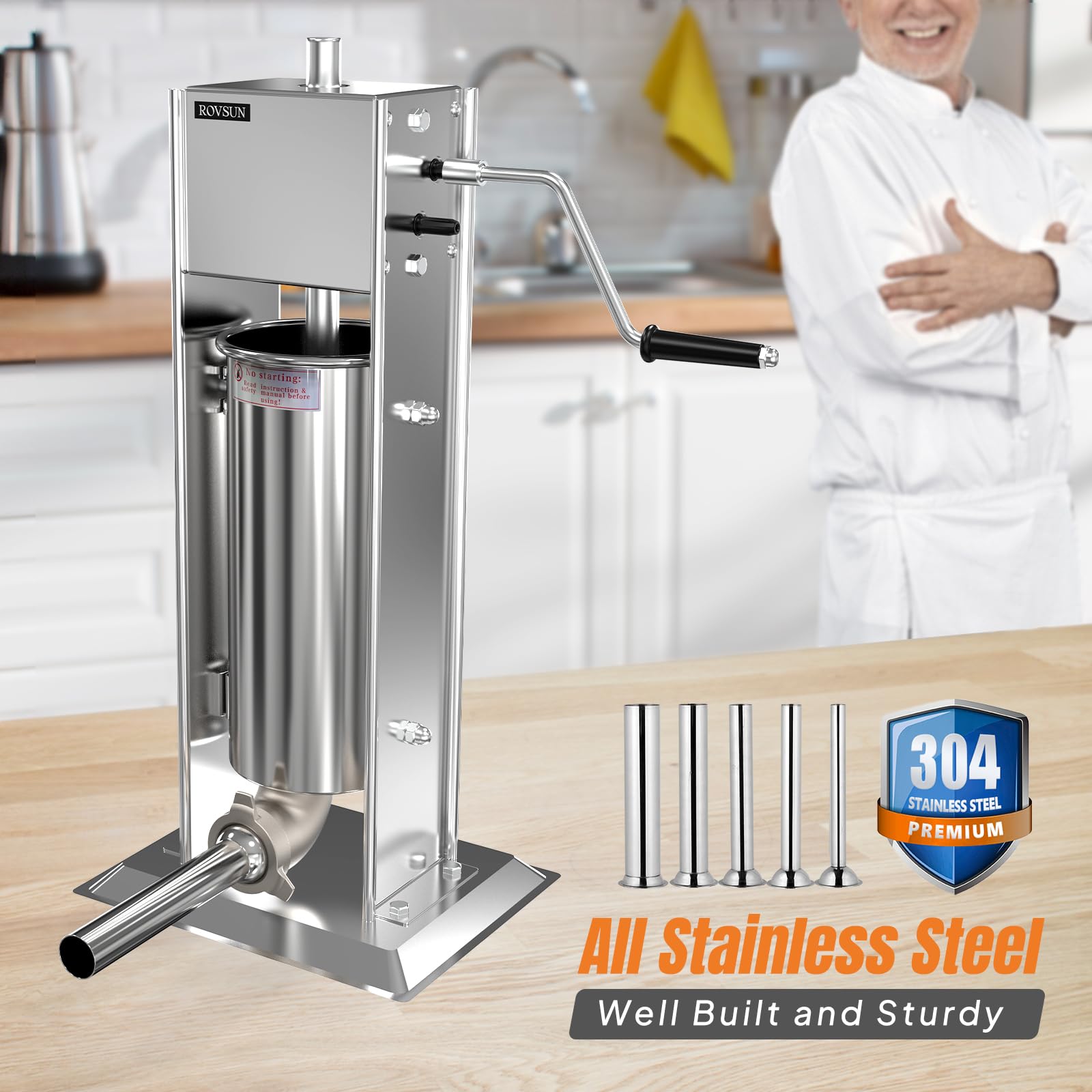 ROVSUN 11 lb. Manual Sausage Stuffer with 5 Stuffing Tubes